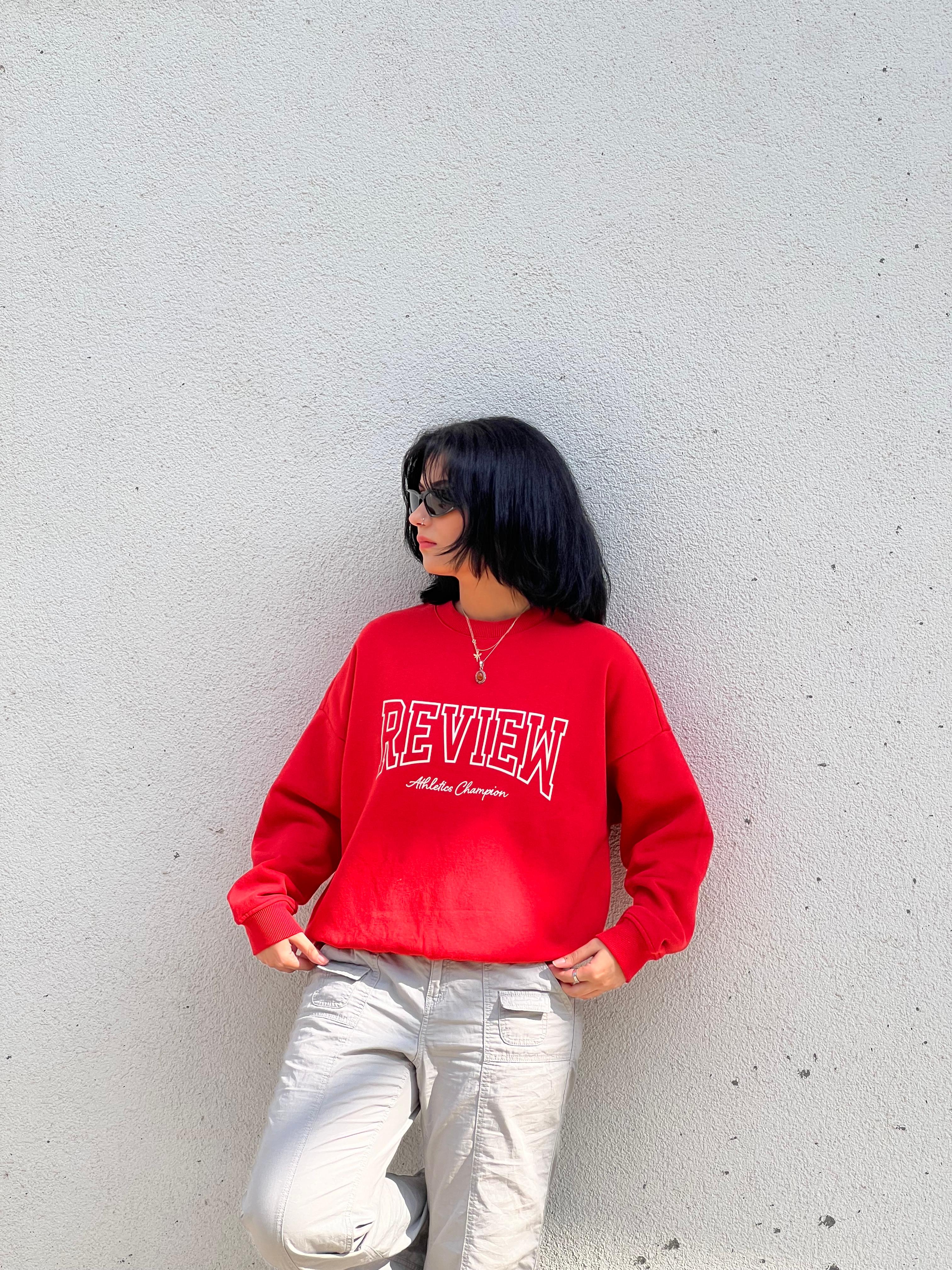 RW Red Boxy Fit Oversize Sweatshirt