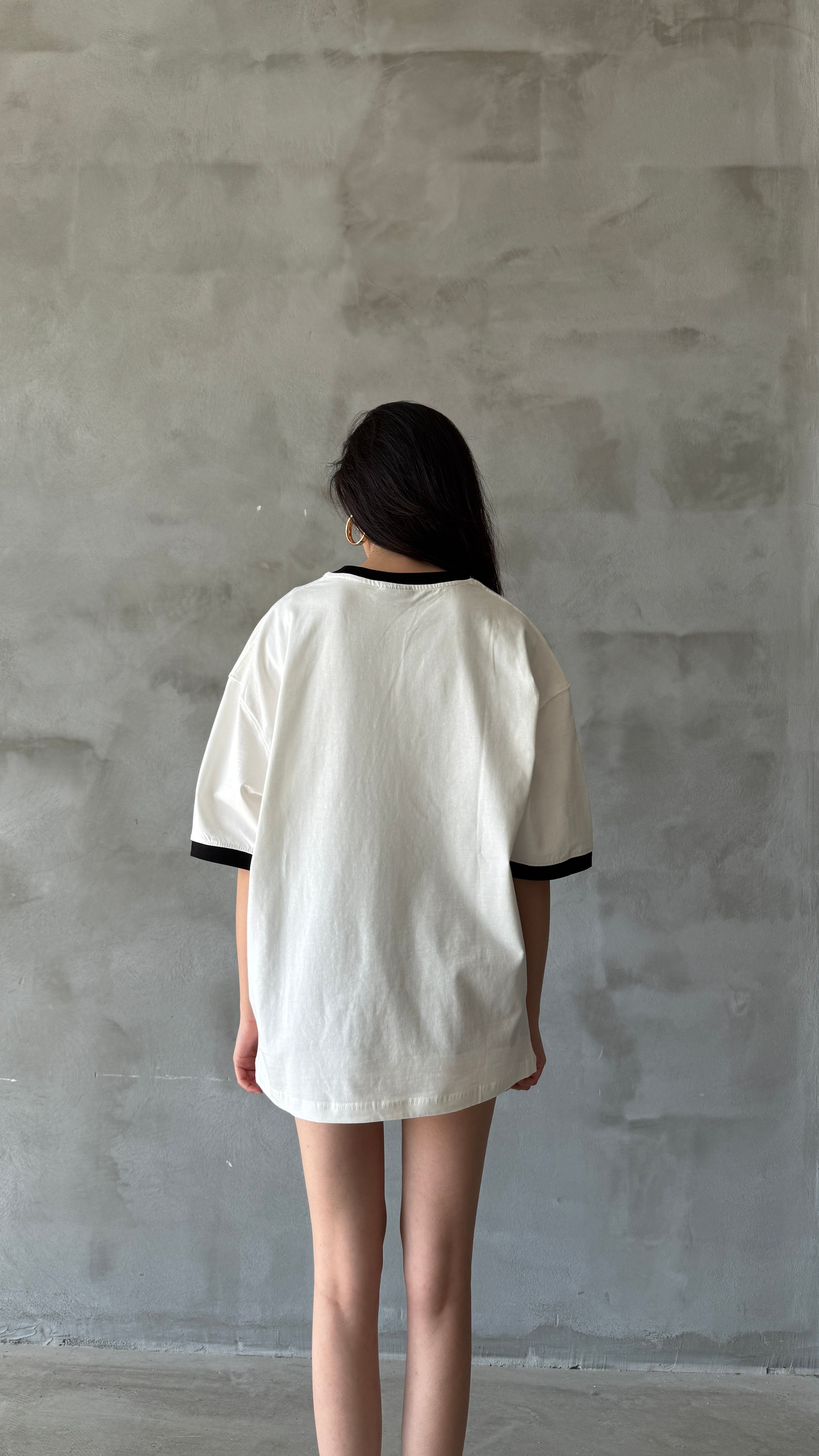 Beyaz Chio Oversize Tişört 