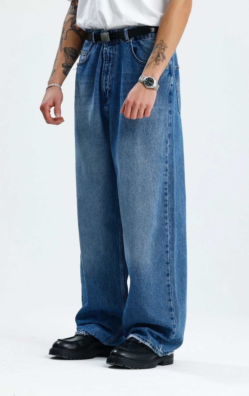 Mavi Yıkamalı Premium Baggy Jean 