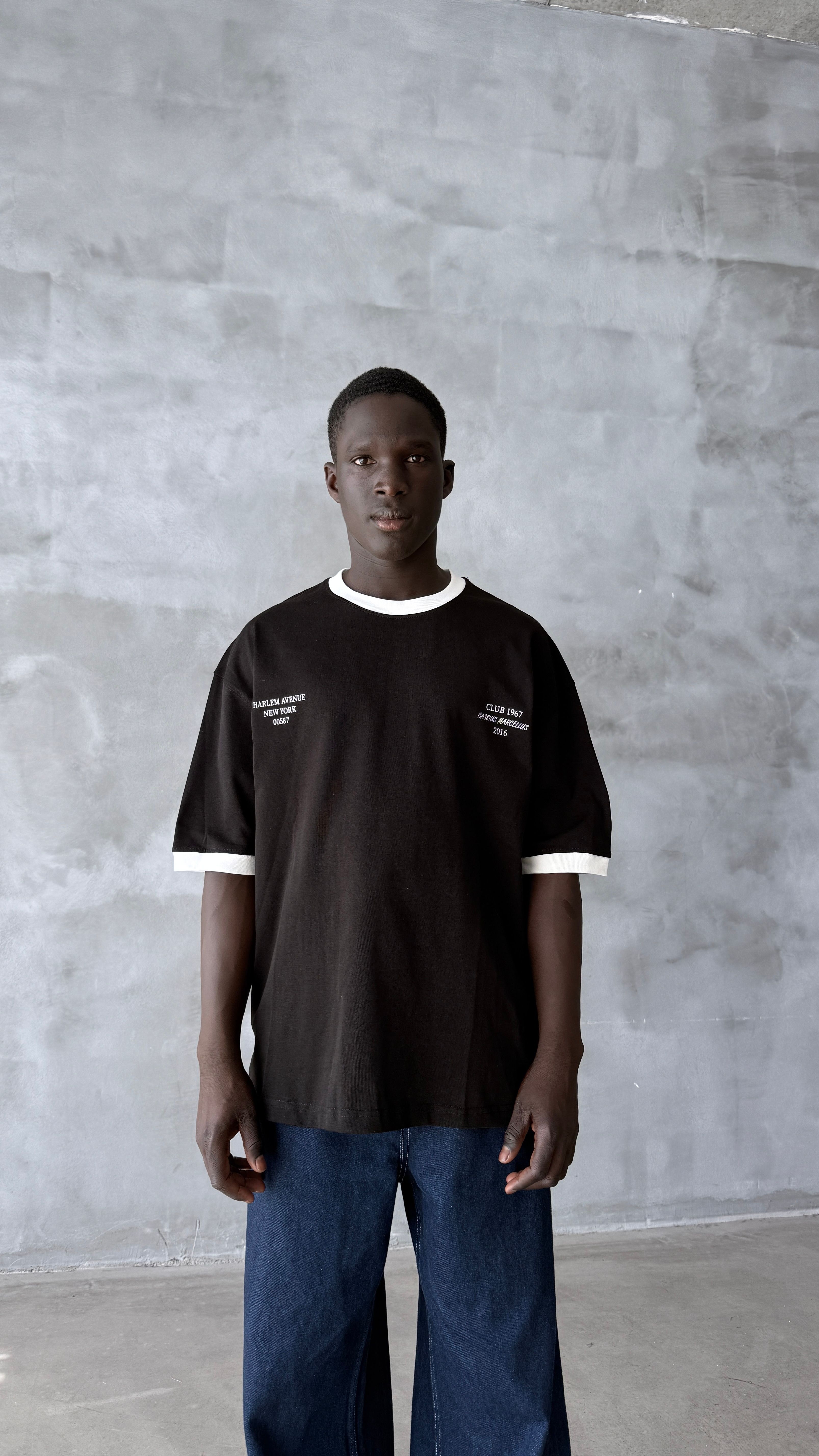 Siyah Harlem Oversize Tişört 