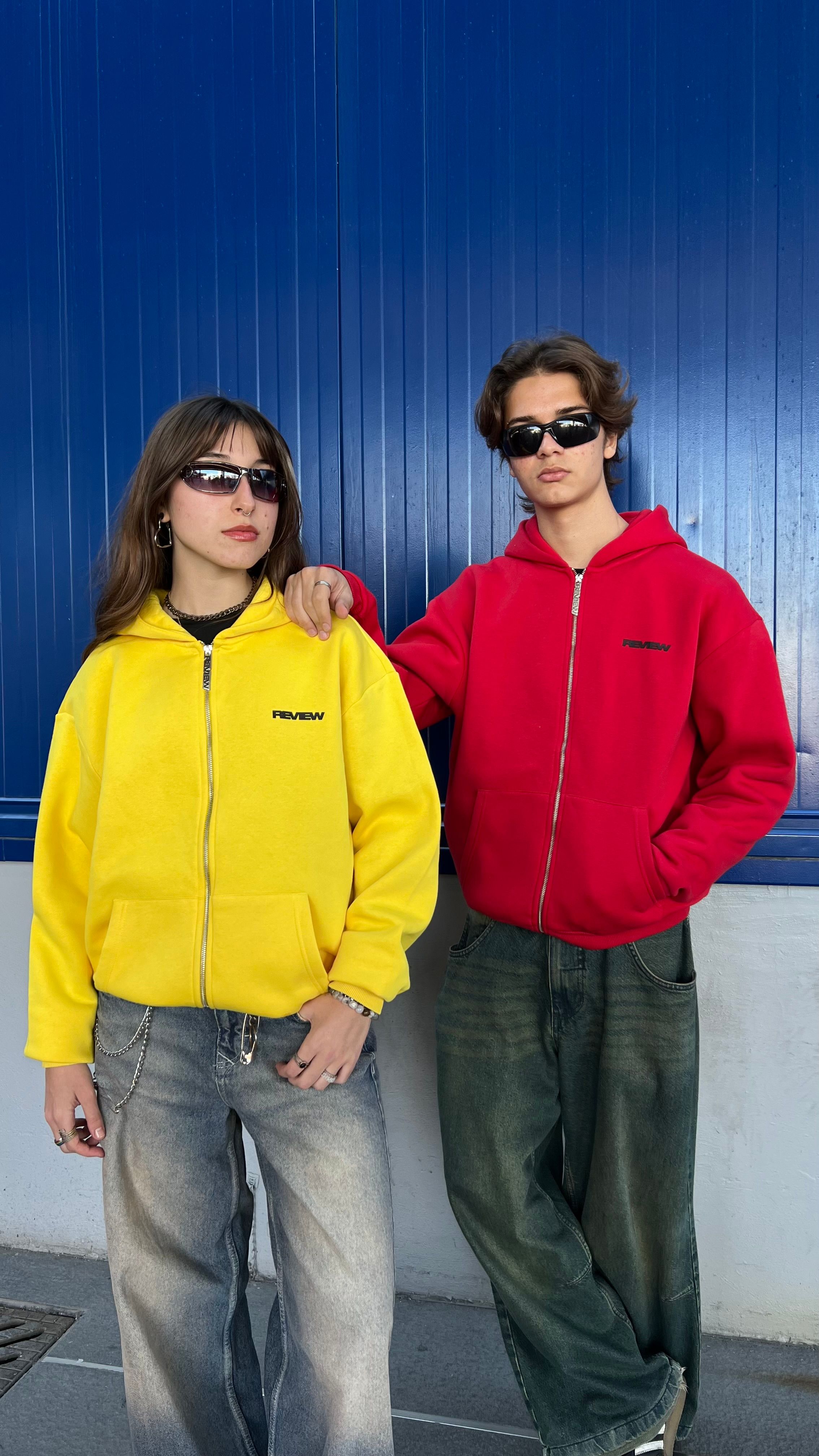 RW Red Basic Oversize Zipper Hoodie 