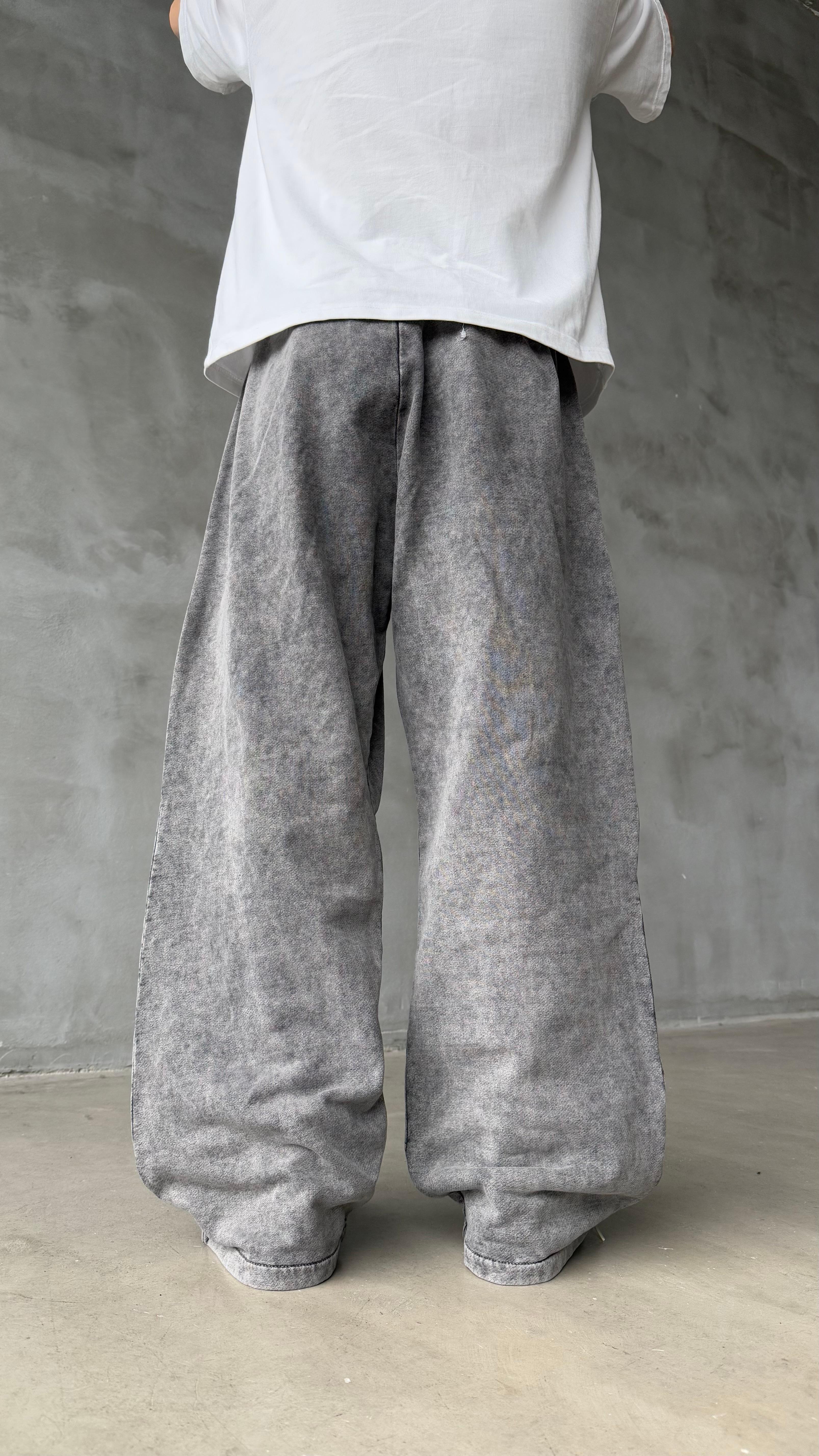 Two Lines Antrasit Yıkamalı Premium Baggy Sweatpant