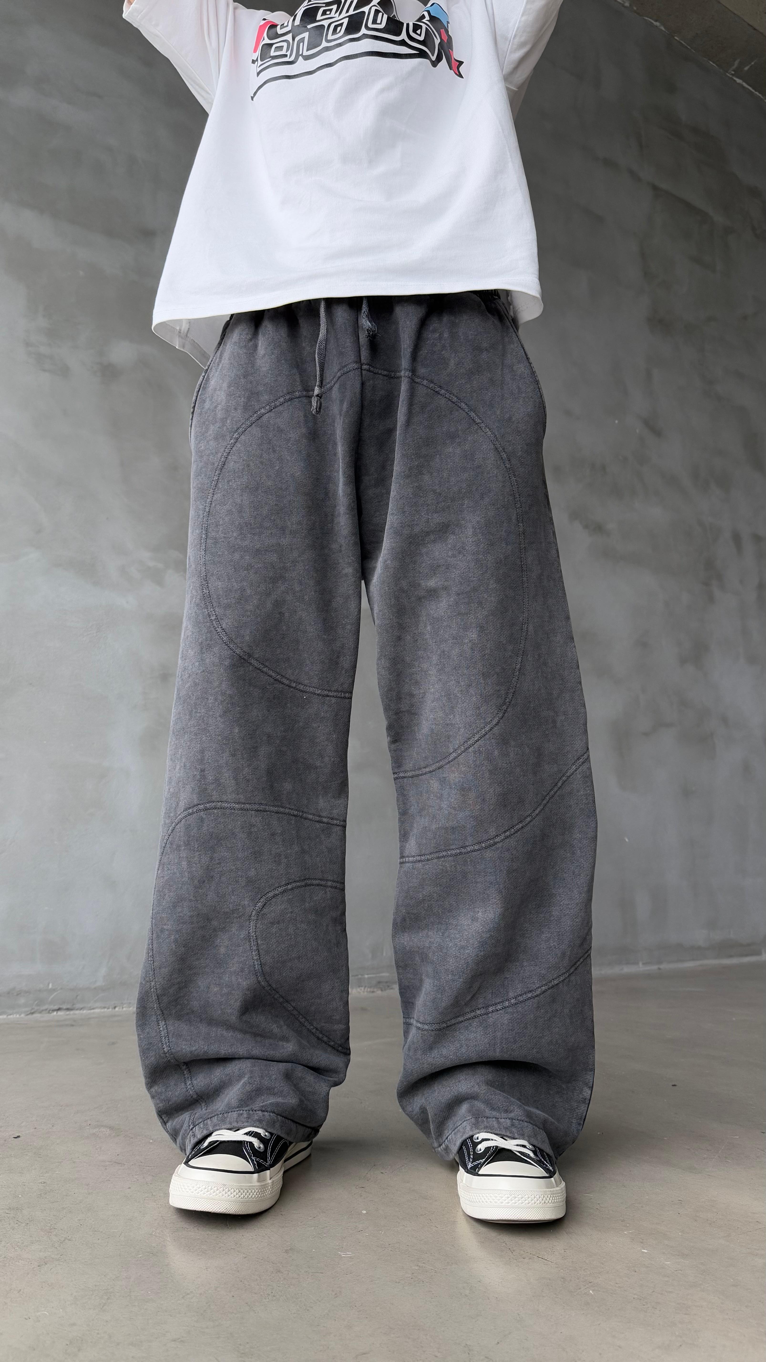 Spiral Koyu Antrasit Yıkamalı Premium Baggy Sweatpant