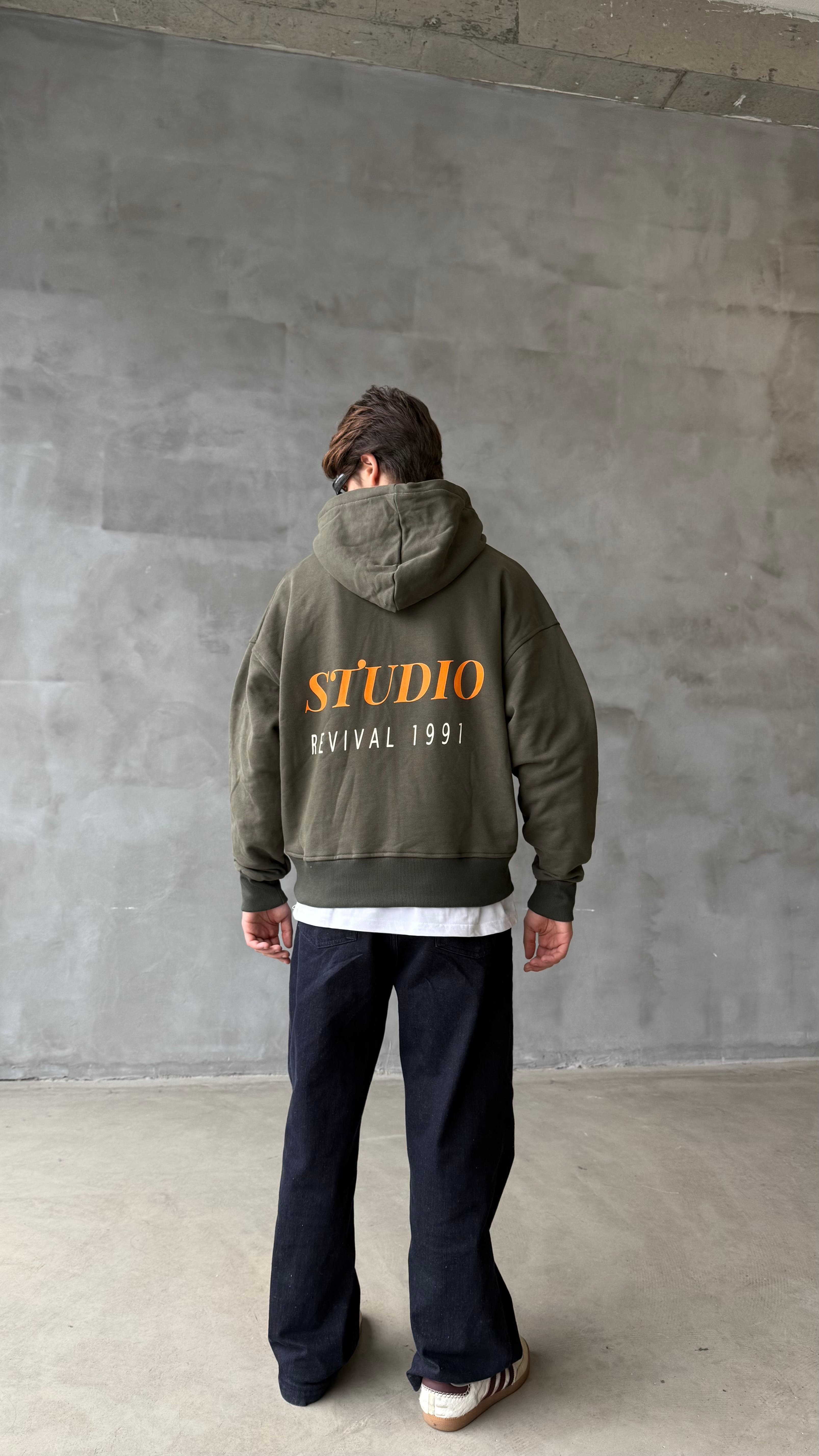 Revival Haki Premium Oversize Zipper Hoodie