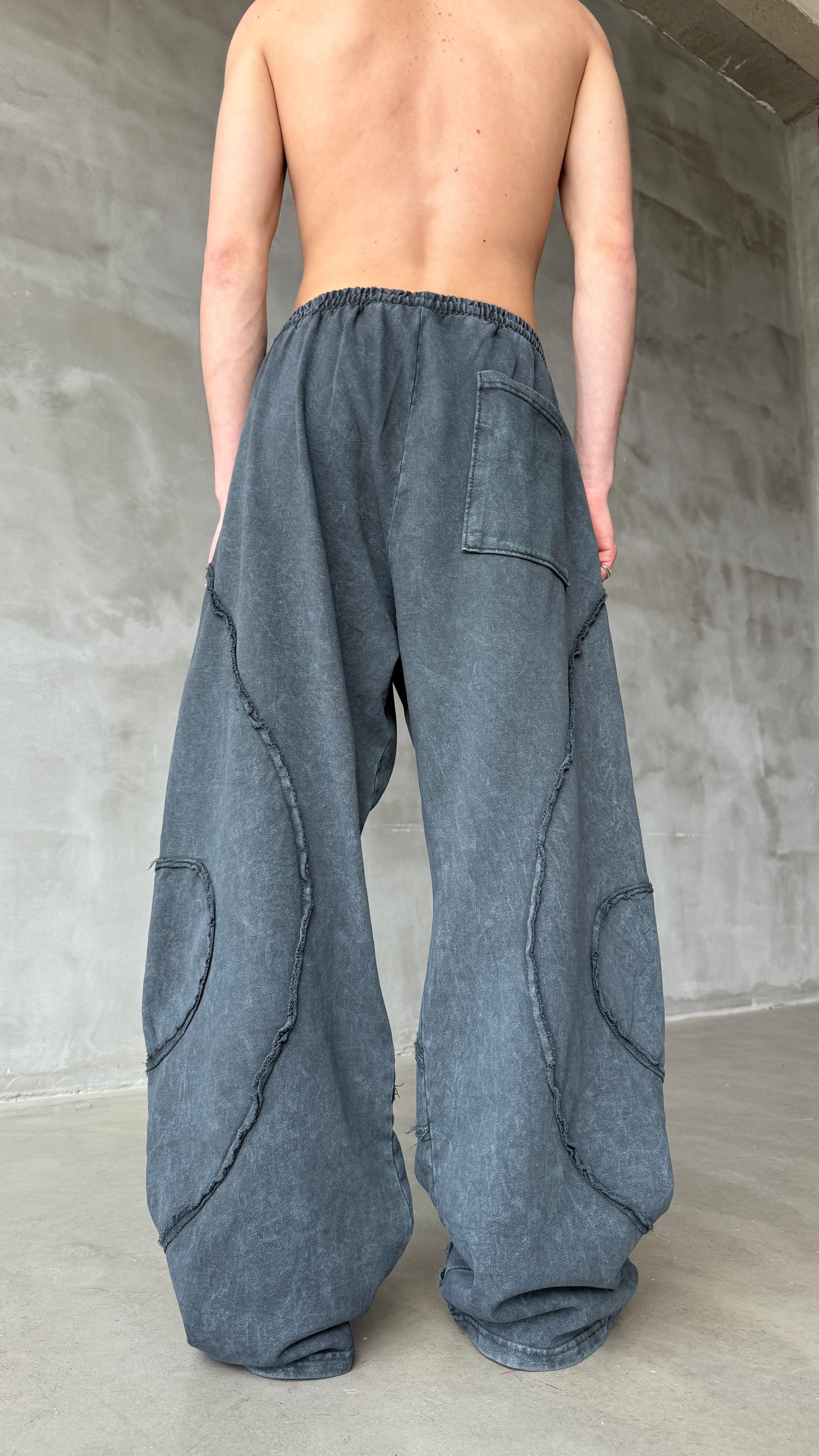 Ters Dikiş Mavi Yıkamalı Mevsimlik Premium Baggy Sweatpant