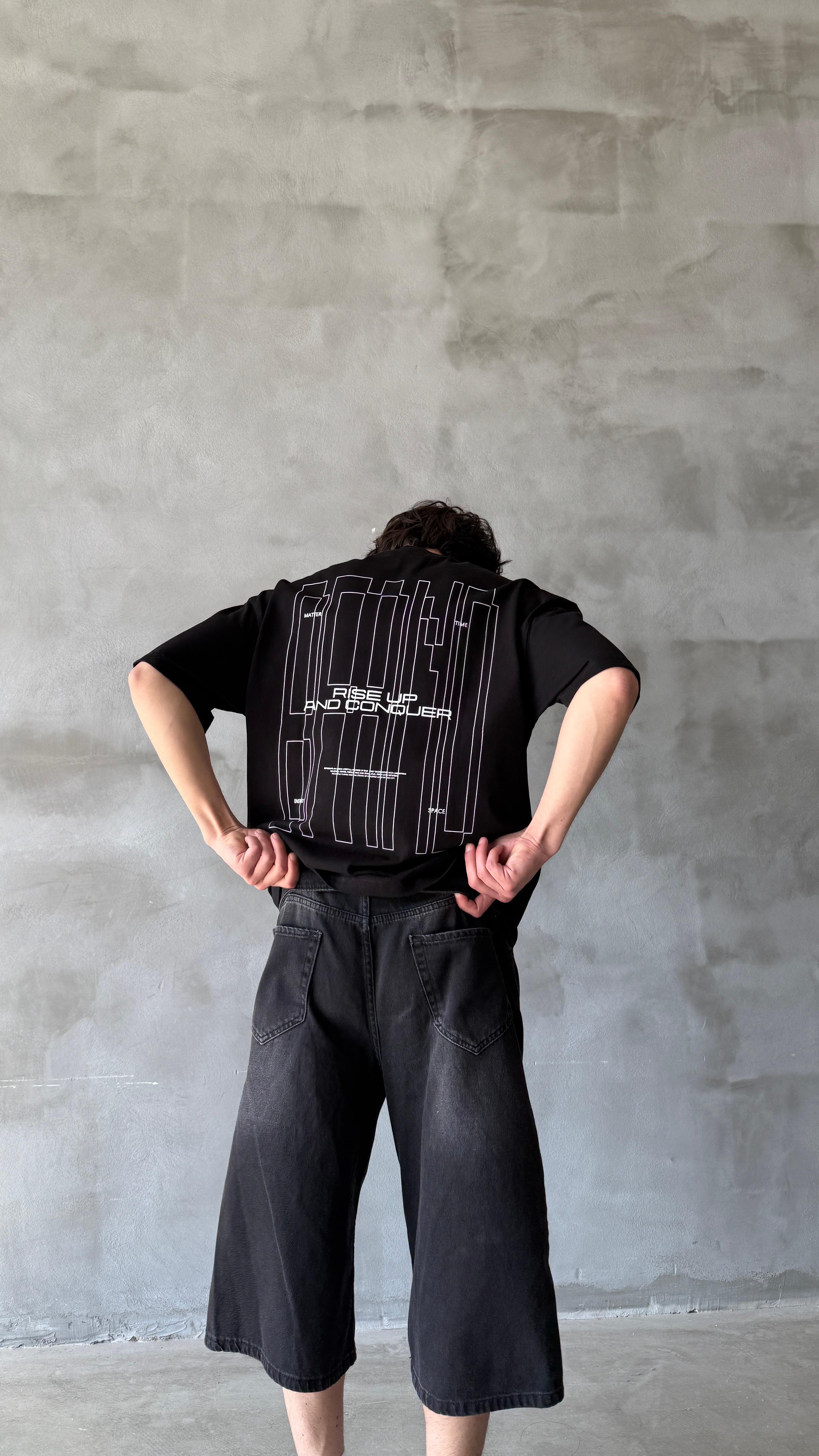 Siyah Rise Up Oversize Tişört