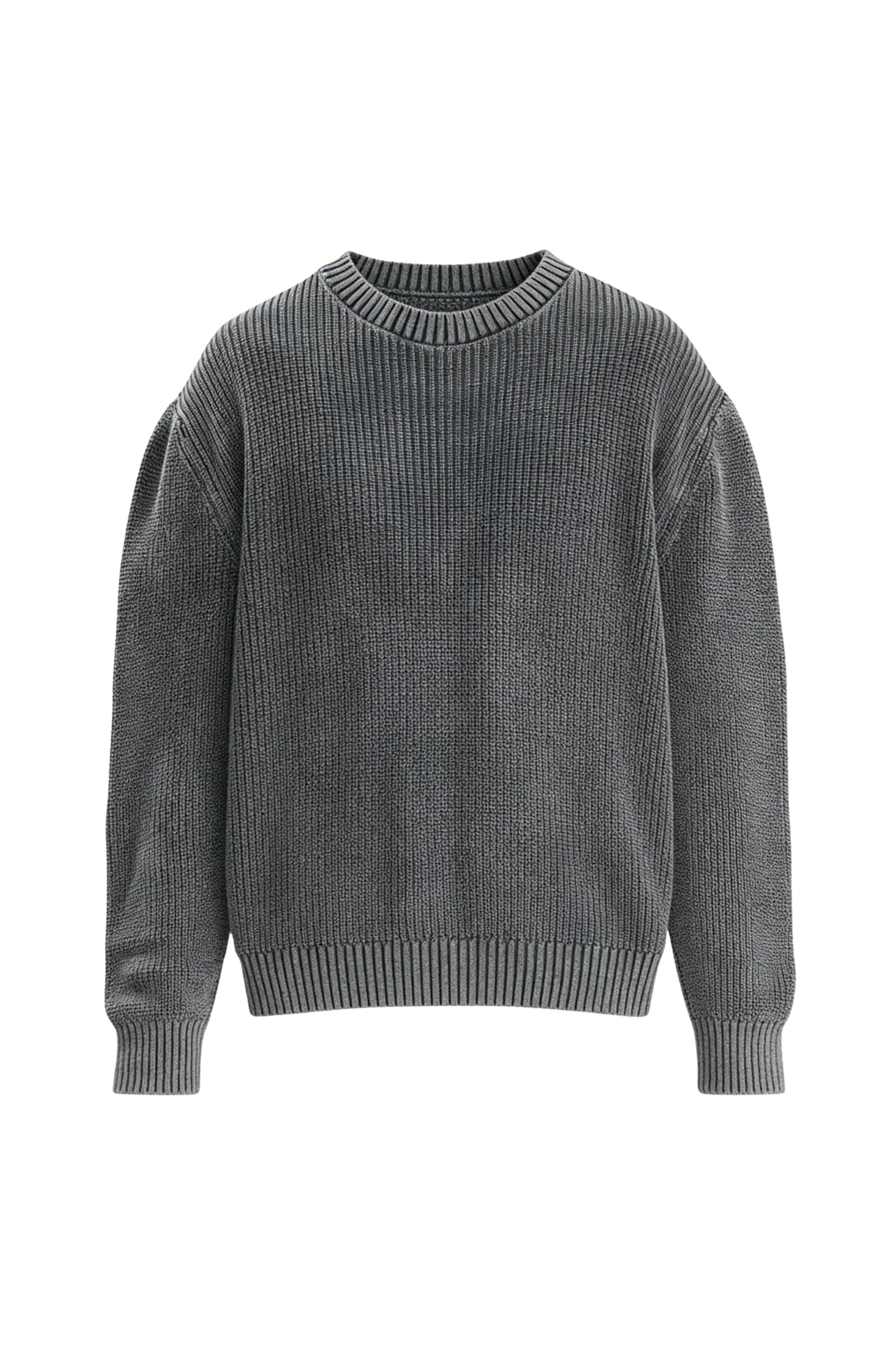 Basic Antrasit Yıkamalı Boxy Fit Oversize Örgü Kazak