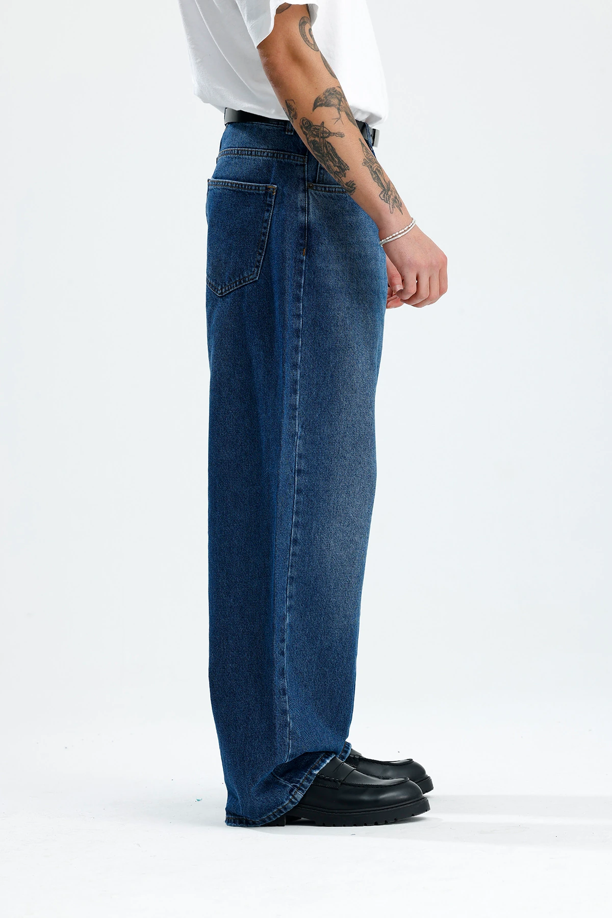 Lacivert Yıkamalı Premium Baggy Jean 