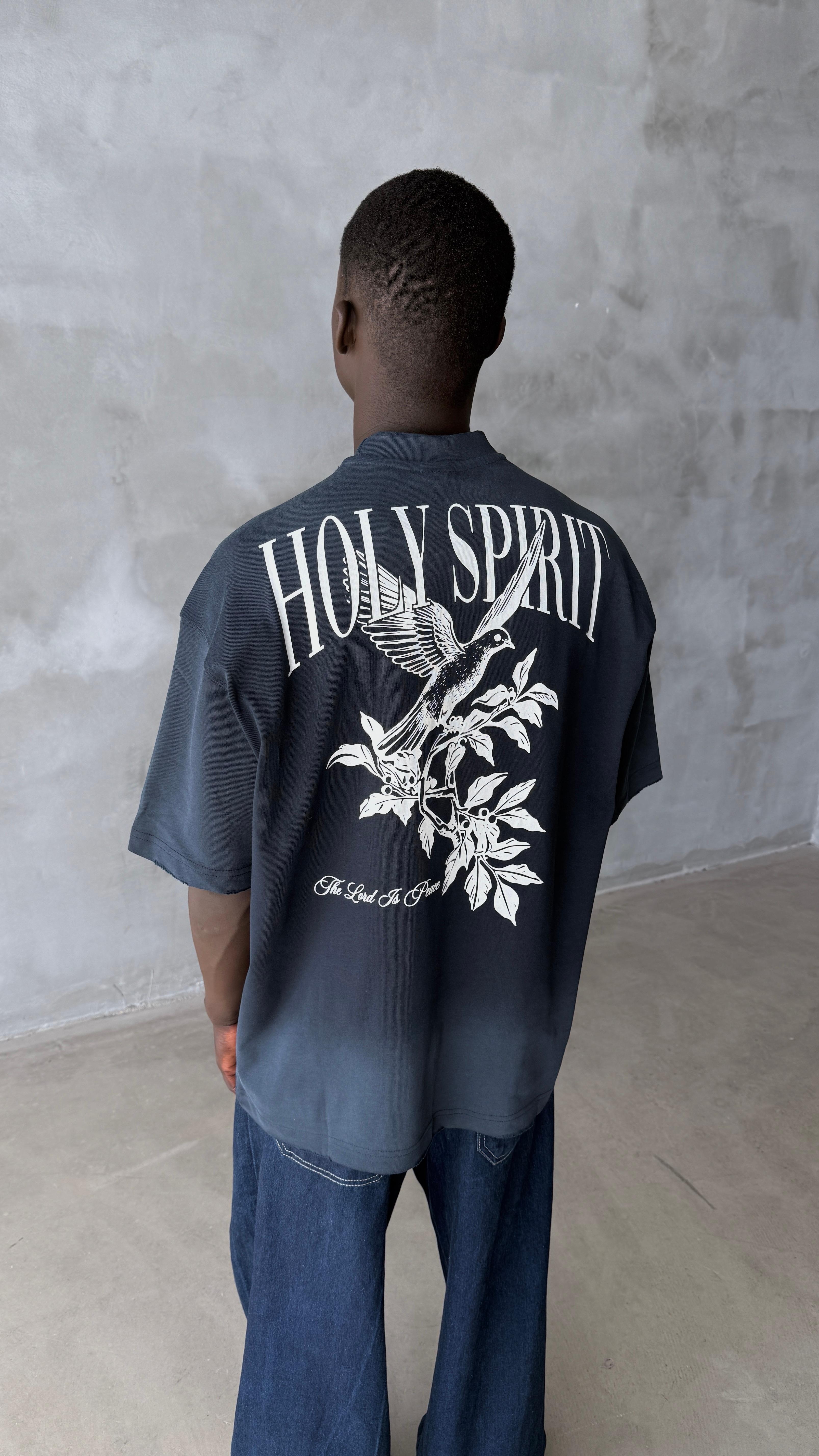 Holy Sprit Lacivert Yıkamalı Oversize Tişört 