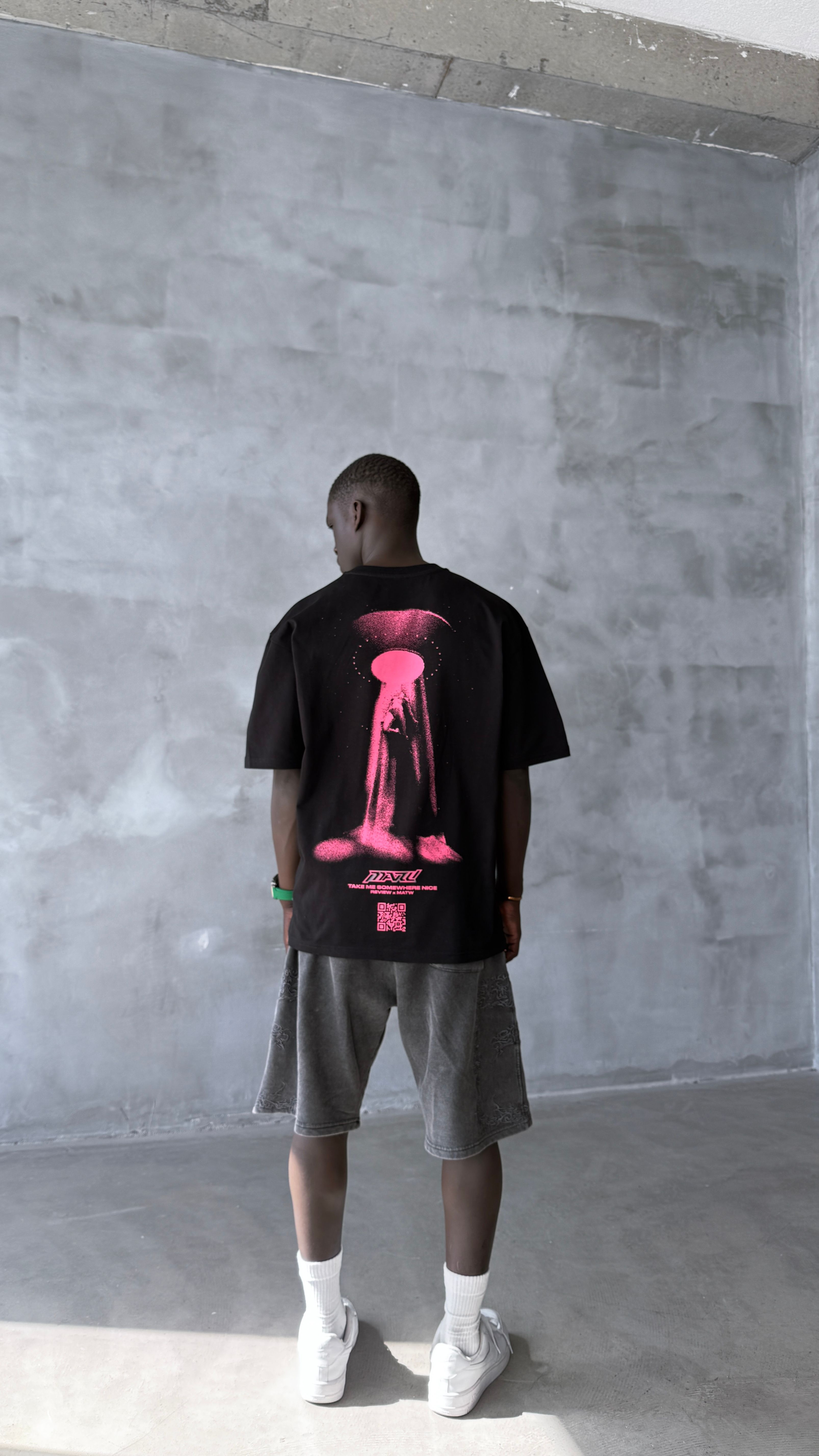 Rw Black Hologram Baskı Oversize Tişört 