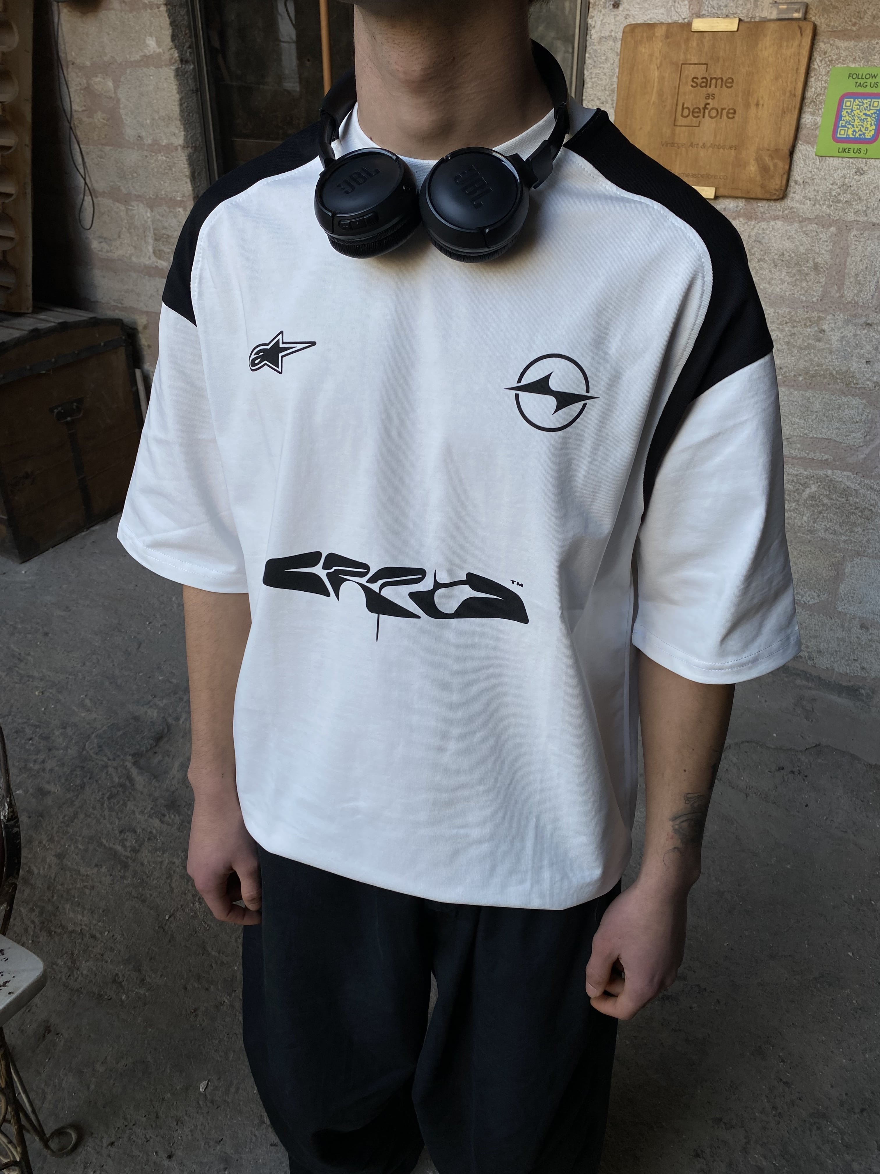 White Jersey Oversize Tişört 