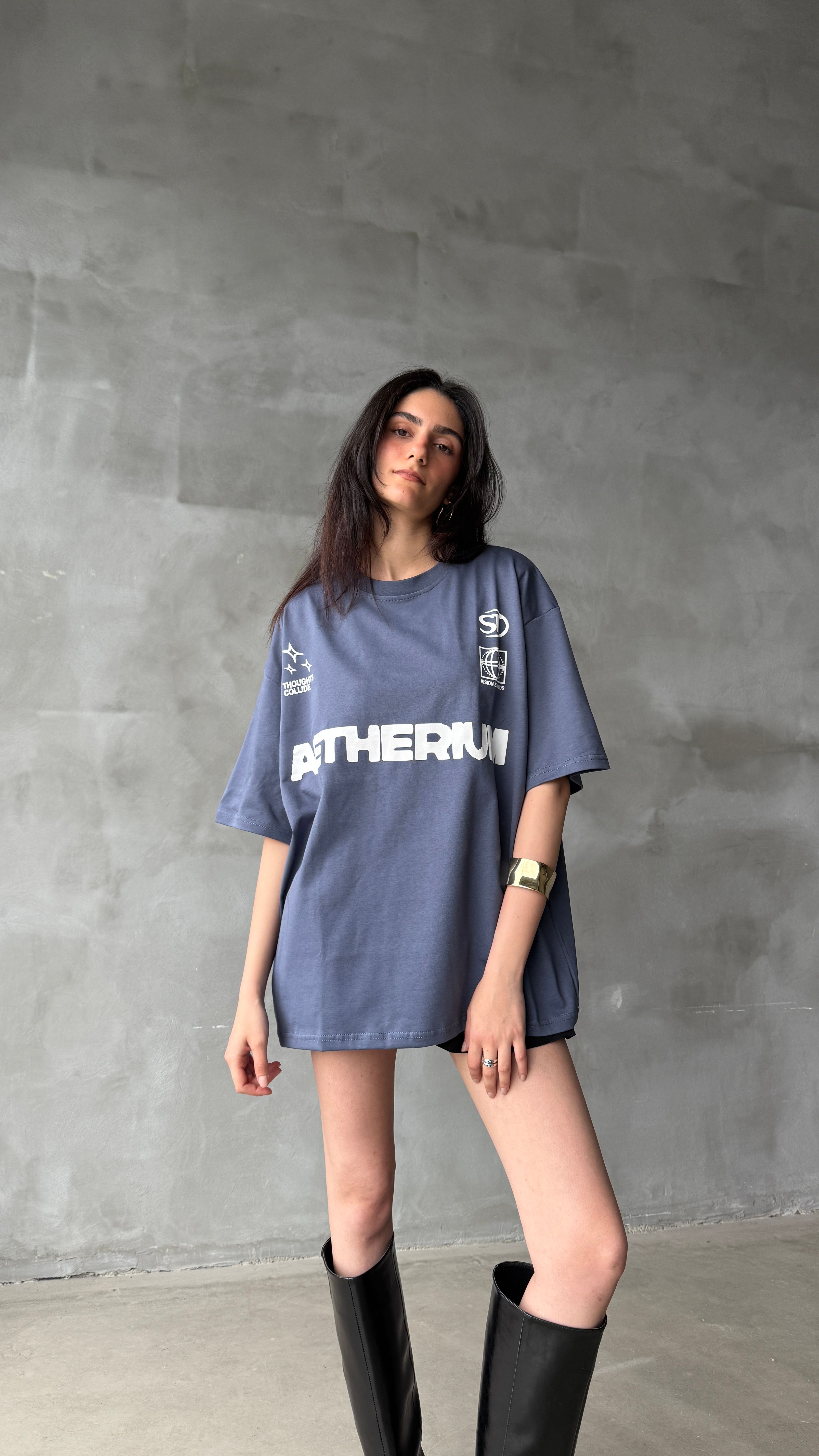 Aetherium Füme Oversize Tişört 