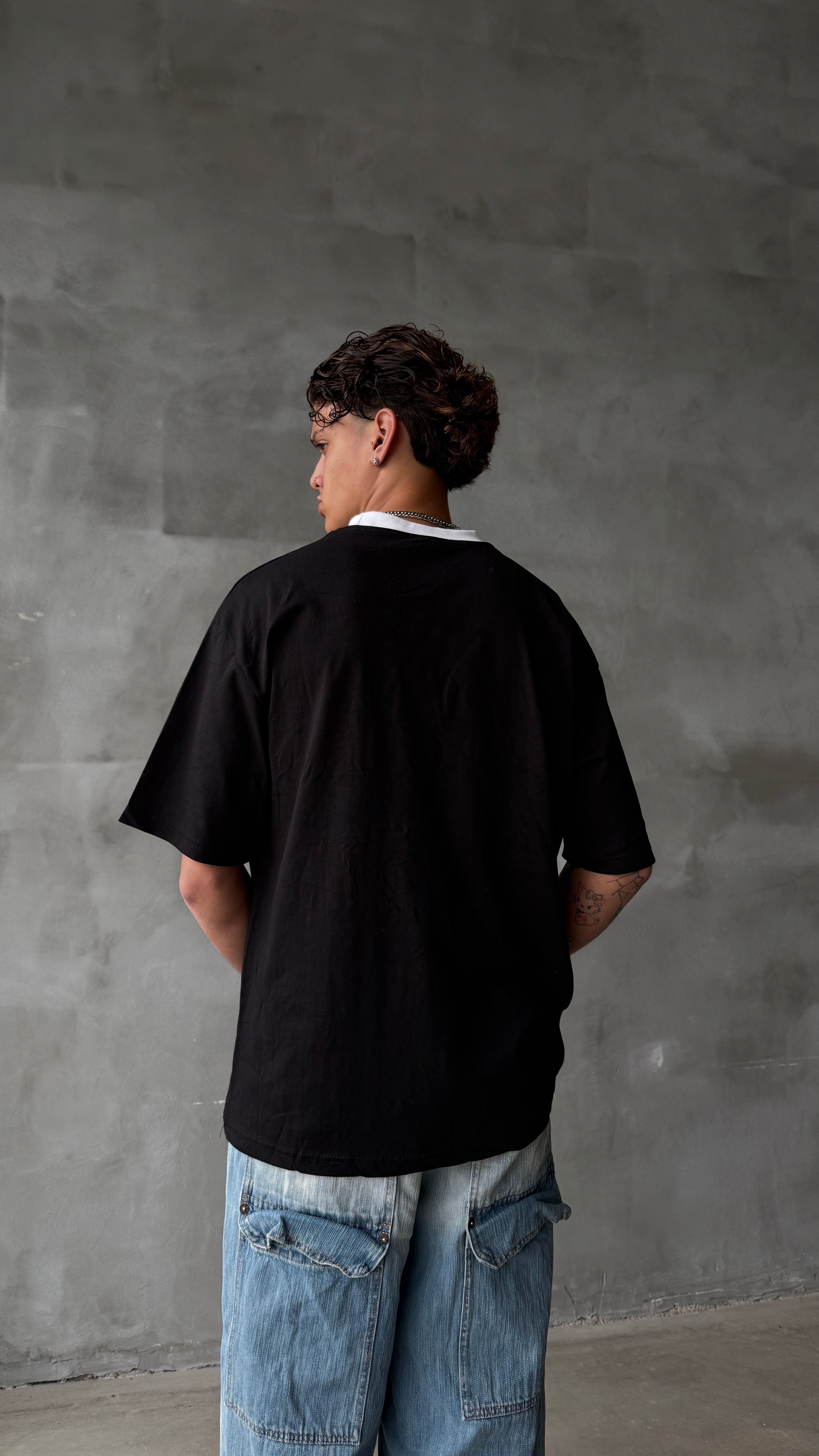 Psycho Siyah Oversize Tişört 