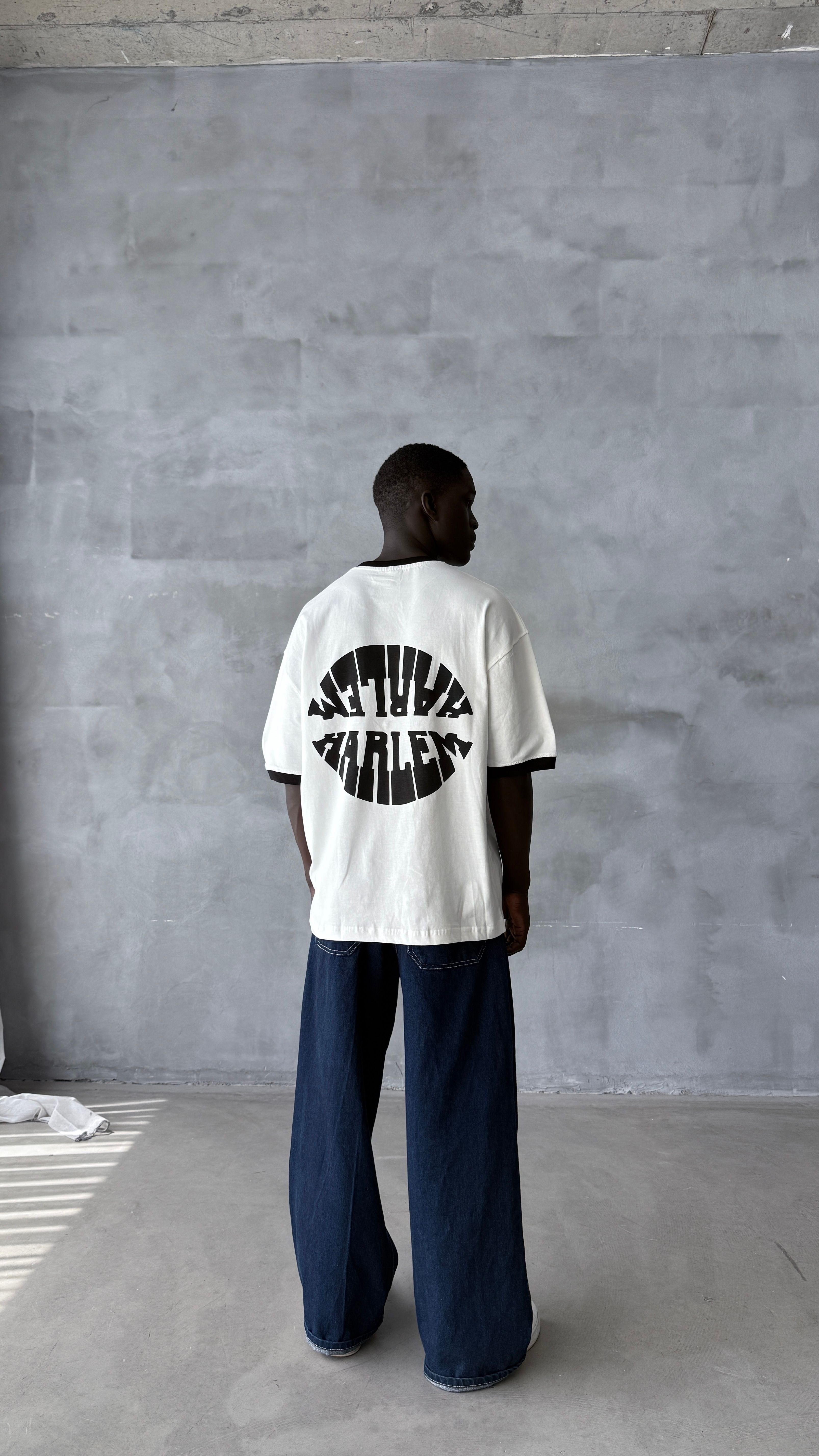 Beyaz Harlem Oversize Tişört 
