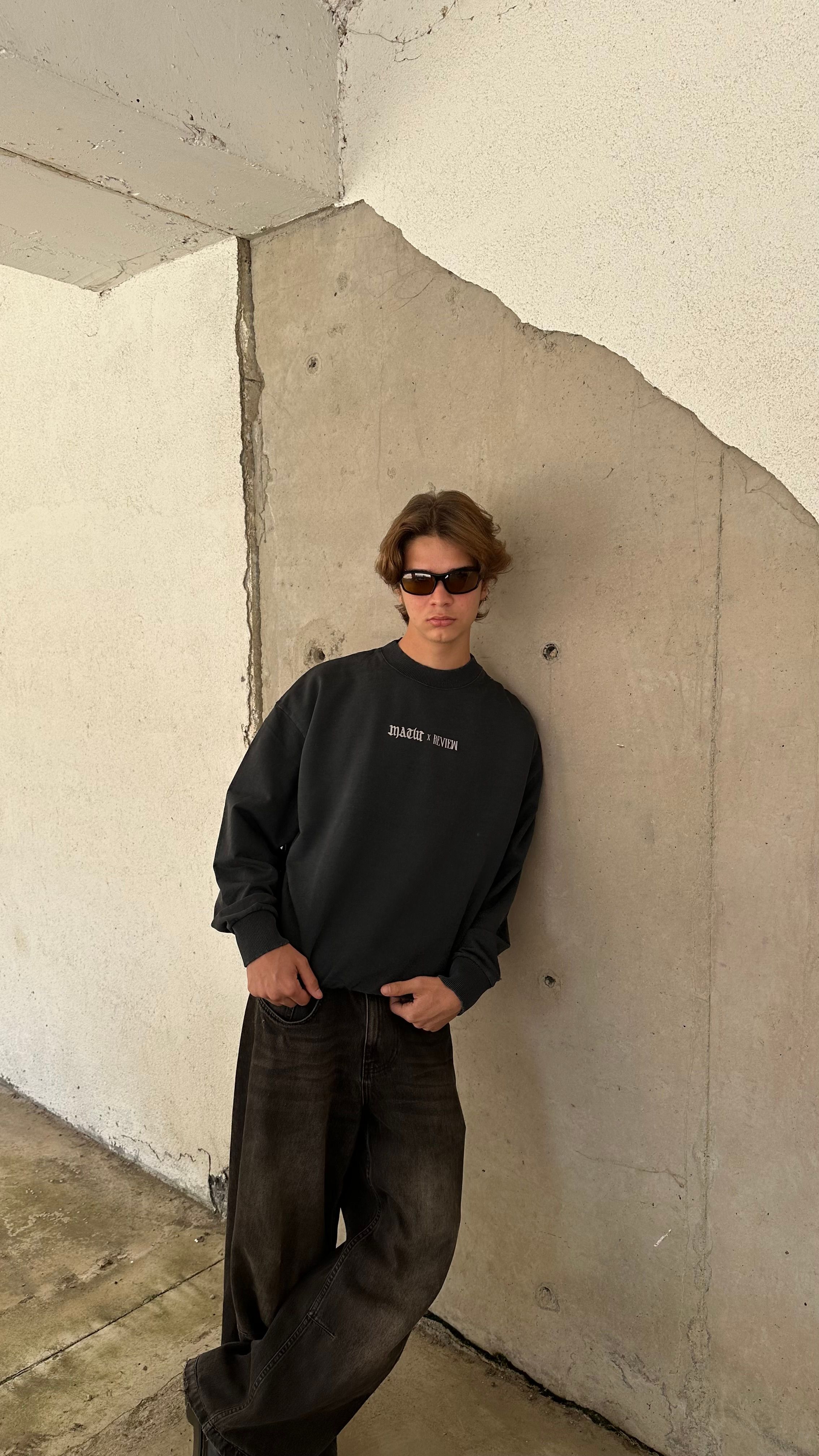 RW Acid Wash Back Printed Oversize Sweatshirt