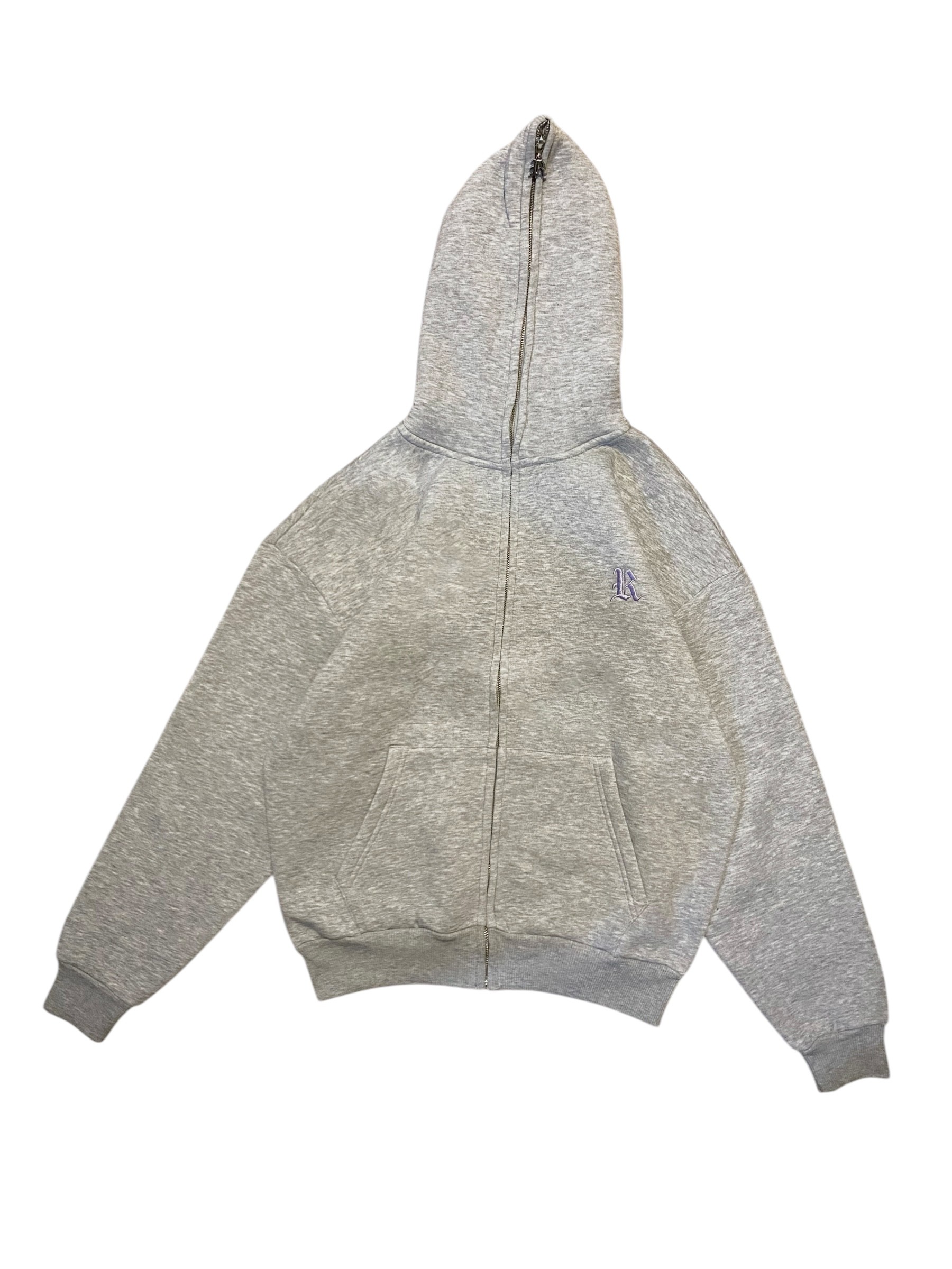 RW Grey 2 Nakış İşlemeli Oversize Full Zipper Hoodie 