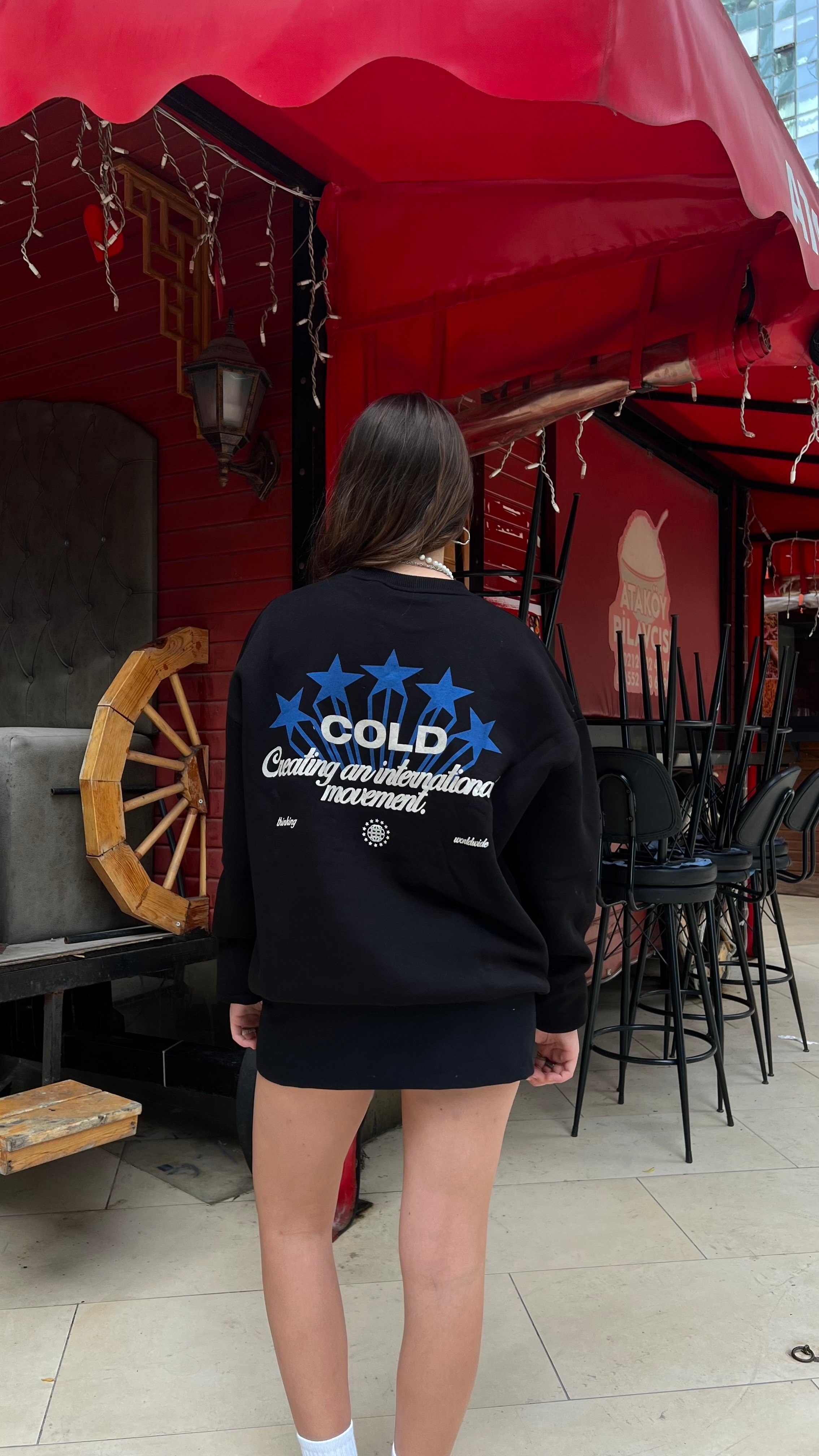 Cold Stars Siyah Oversize Sweatshirt 