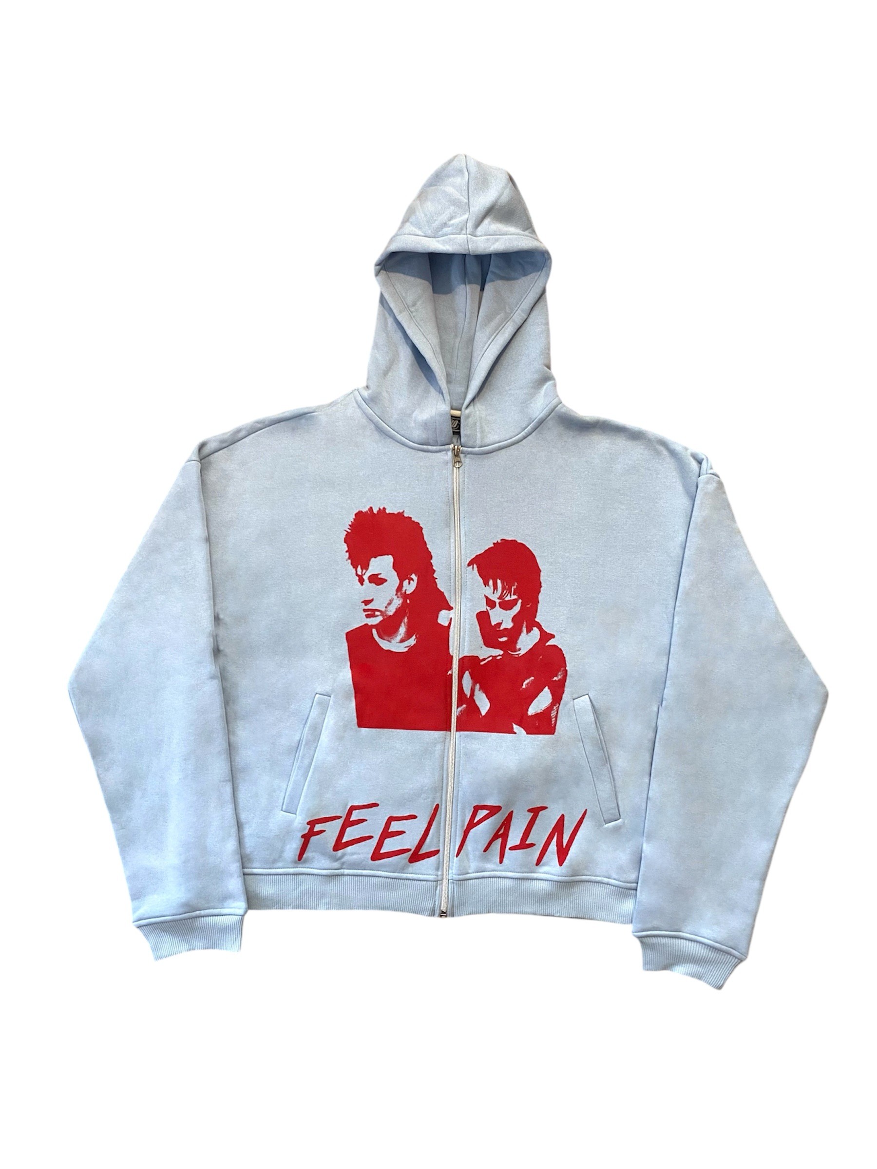 Feel Pain Bebek Mavisi Oversize Zipper Hoodie