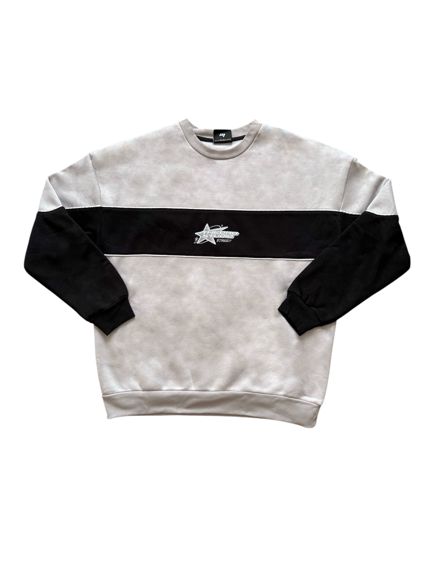 THEDAD Gri Nakış İşlemeli Oversize Sweatshirt