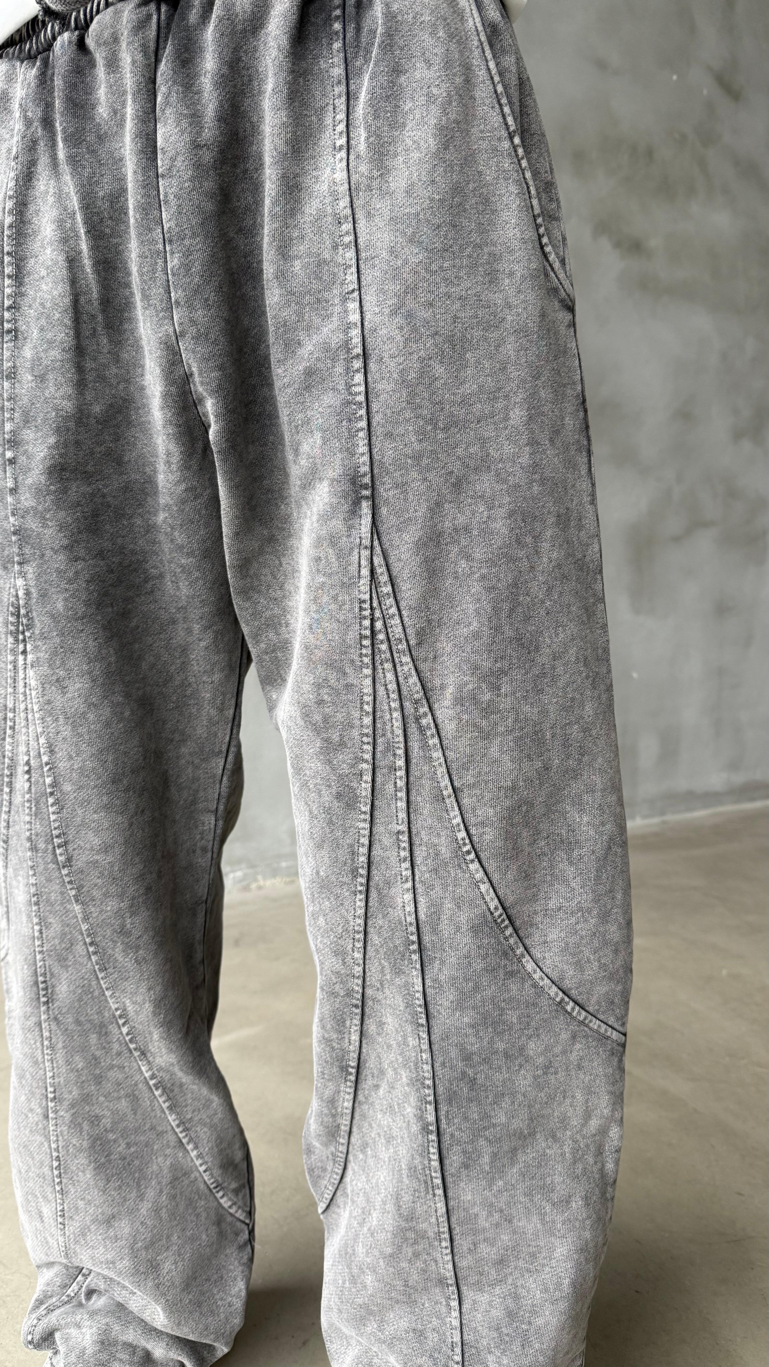 Drop Lines Antrasit Yıkamalı Premium Baggy Sweatpant