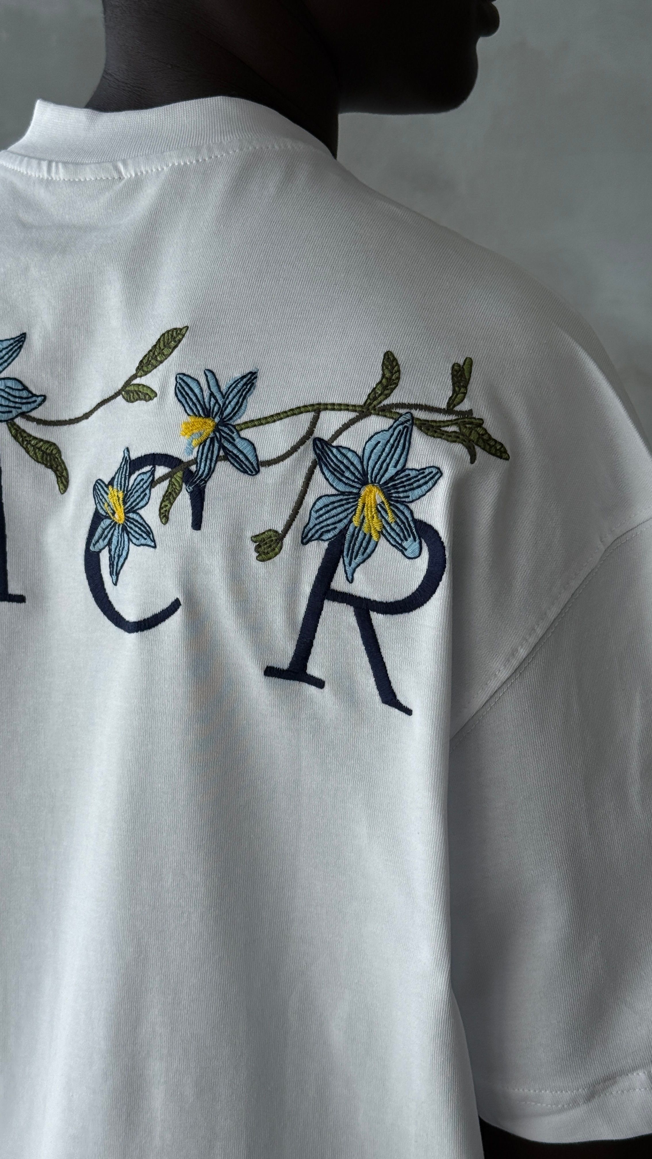 Beyaz HACR Nakış Detay Premium Oversize Tişört 