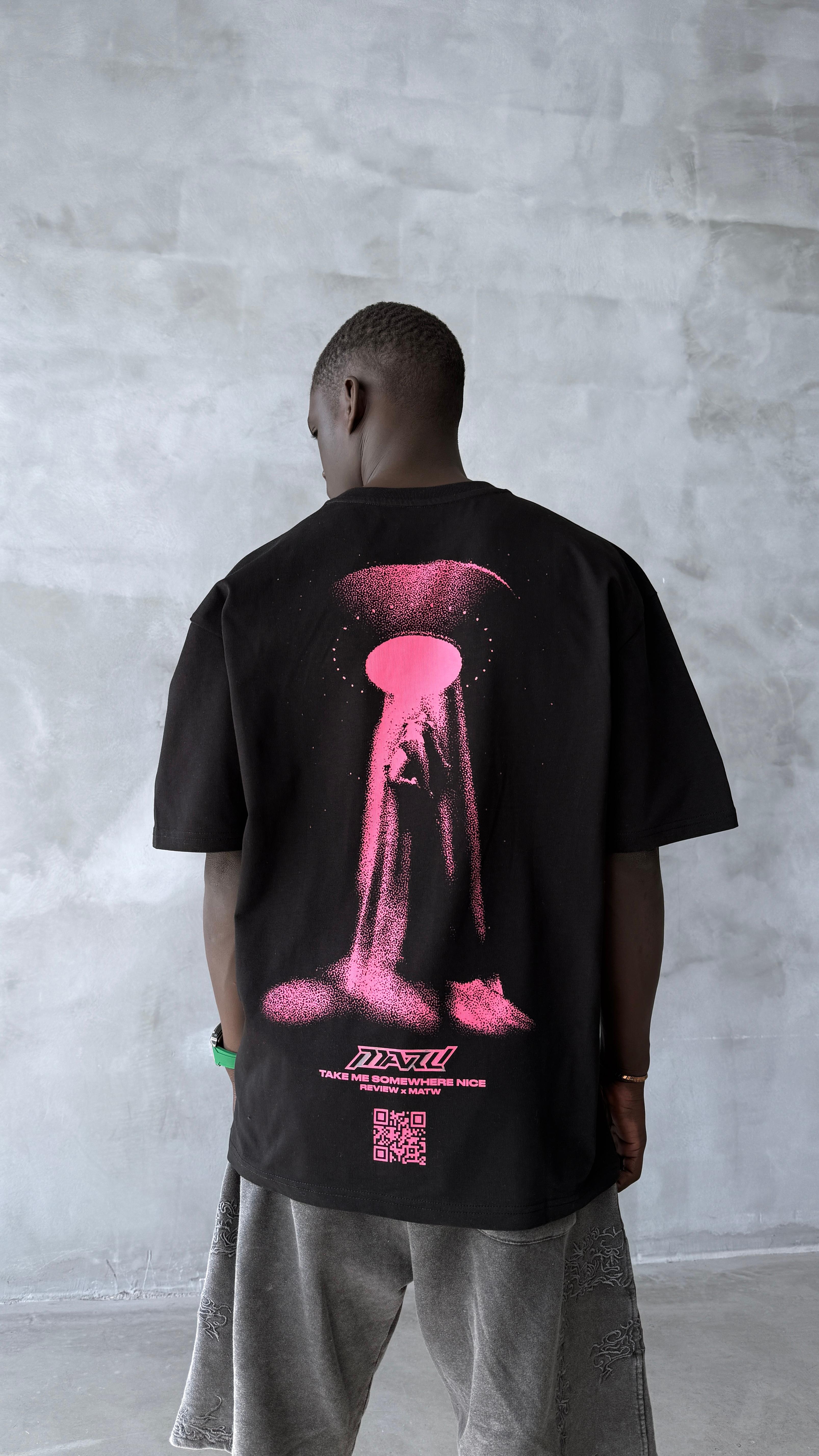Rw Black Hologram Baskı Oversize Tişört 