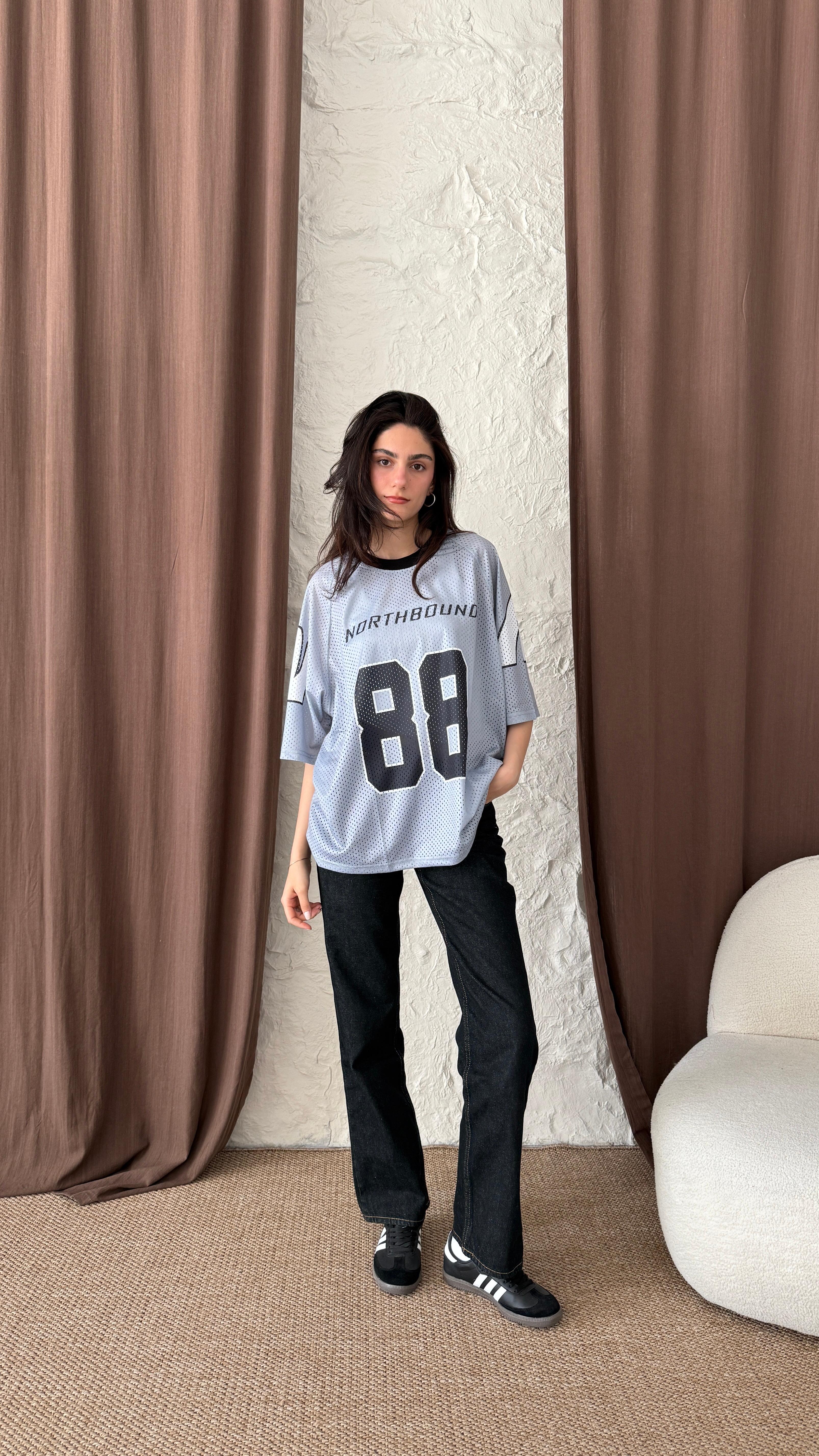 Northbound Gri Fileli Oversize Forma 