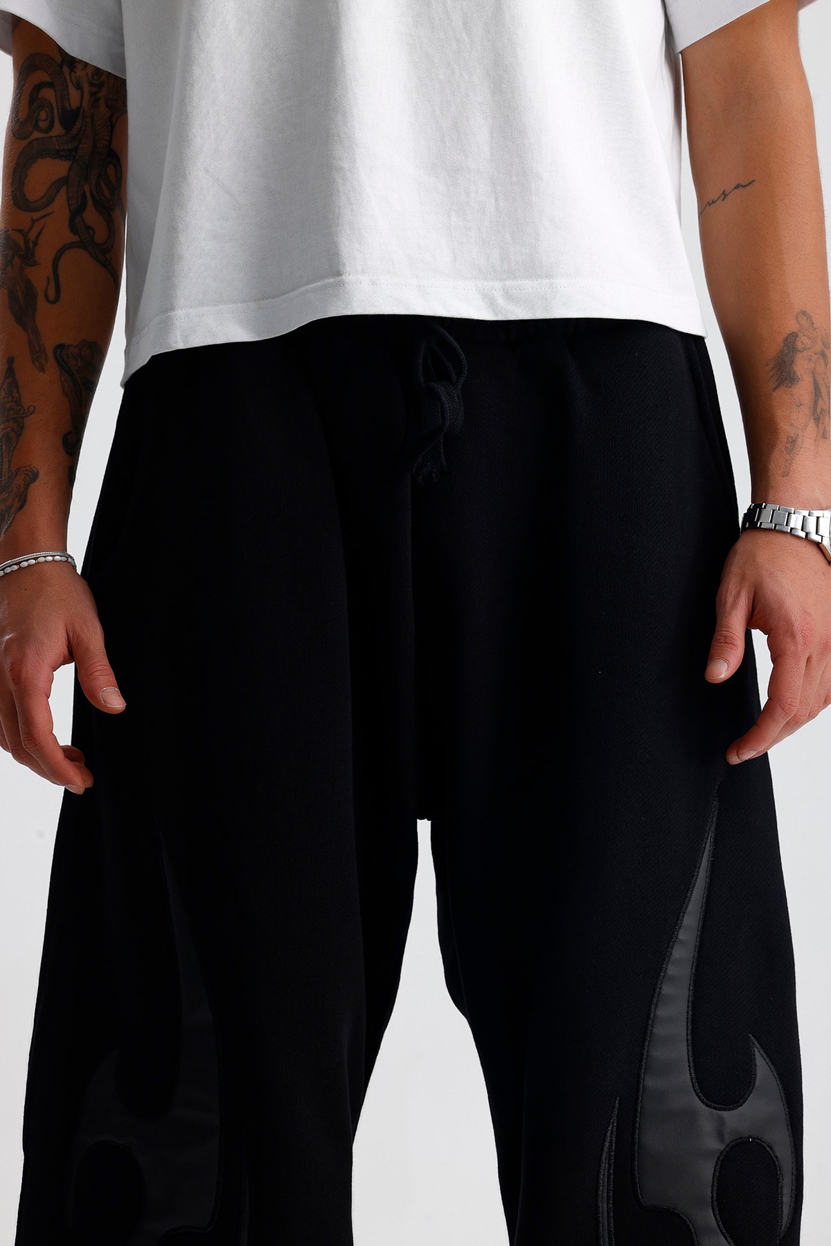 Double Tribal Deri Detay Premium Baggy Sweatpant 
