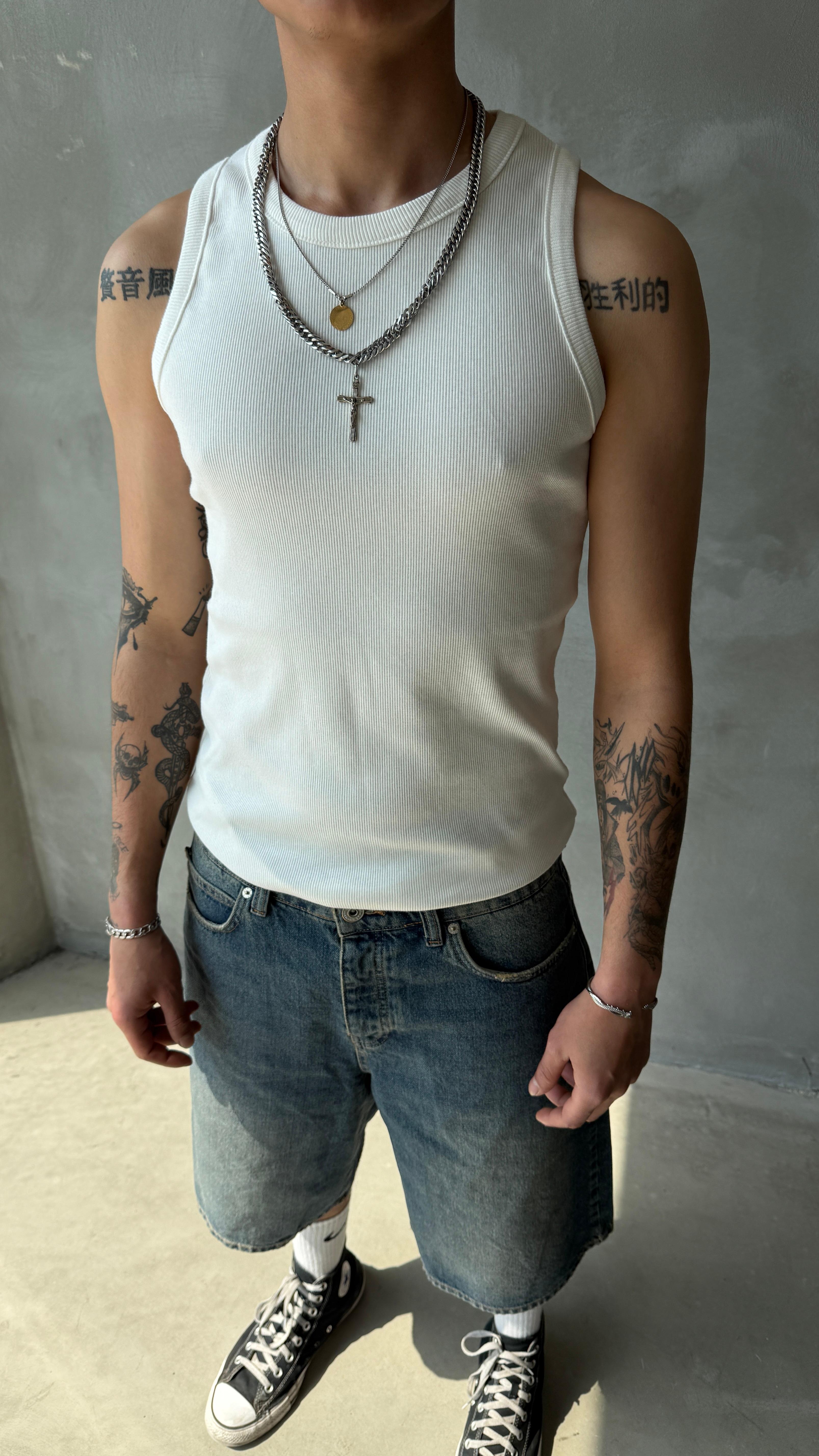 Beyaz Premium Tank Top Atlet 
