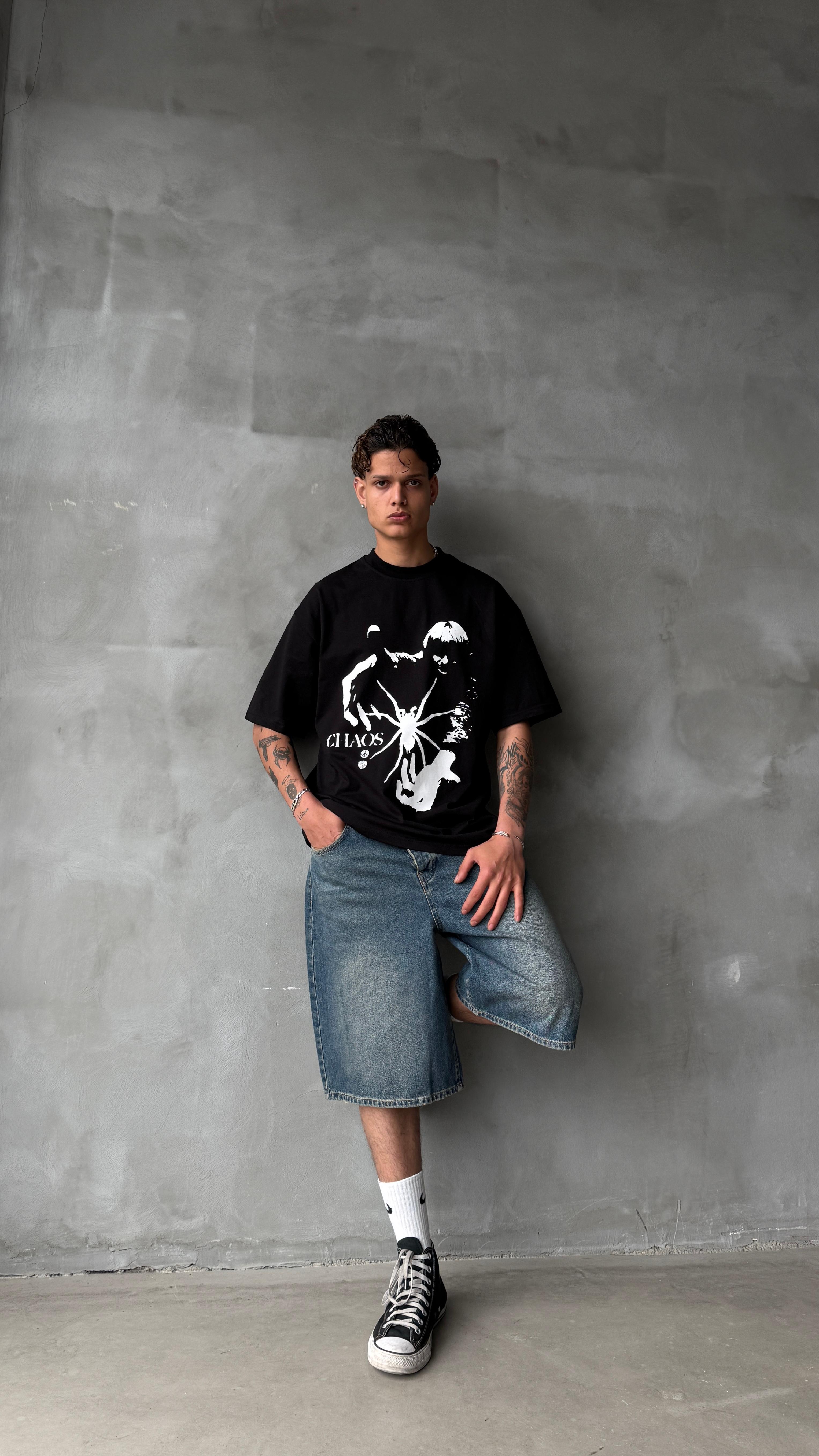 Chaos Siyah Oversize Tişört 