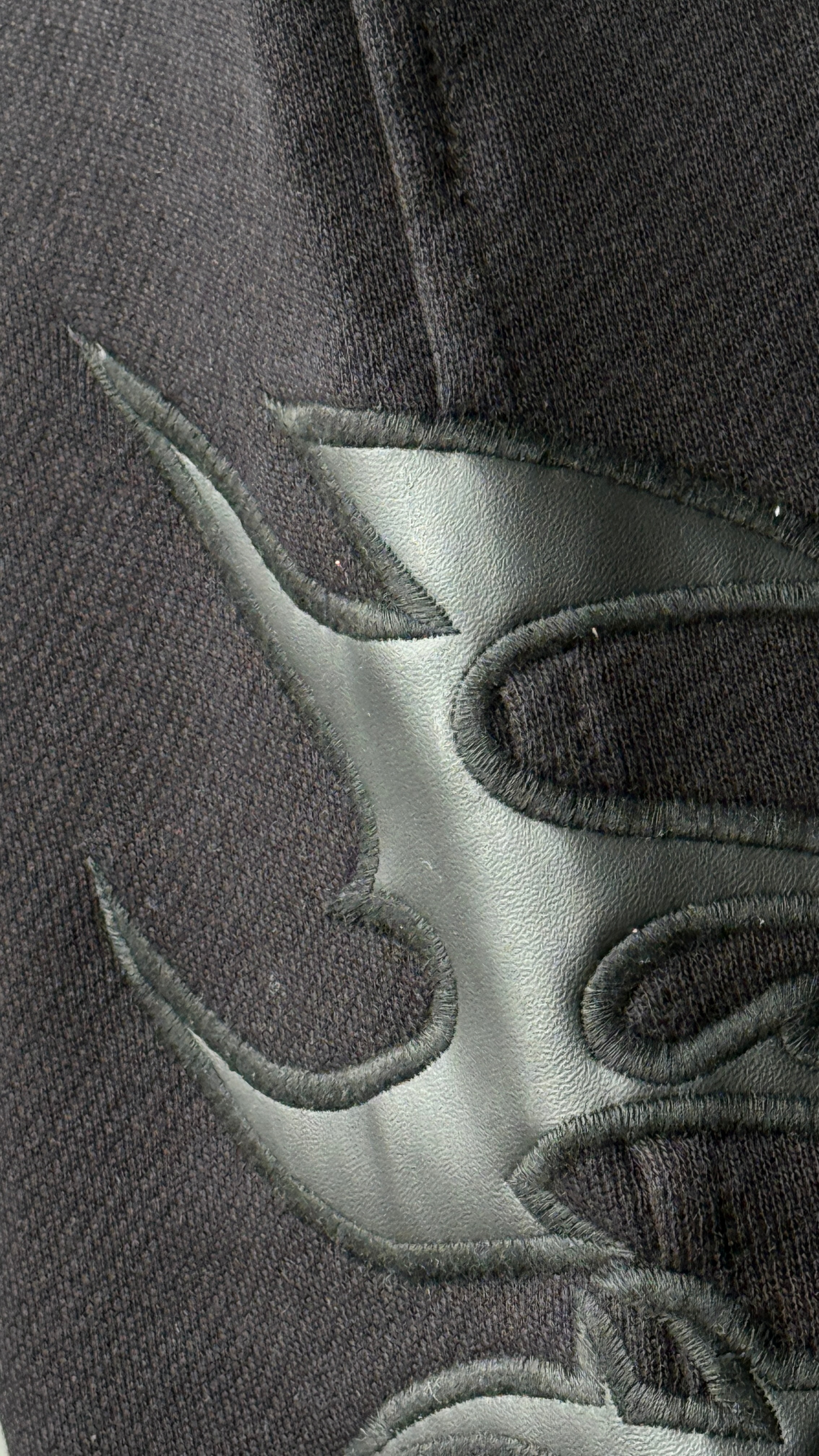 Siyah Tribal Deri Detay Premium Baggy Sweatpant