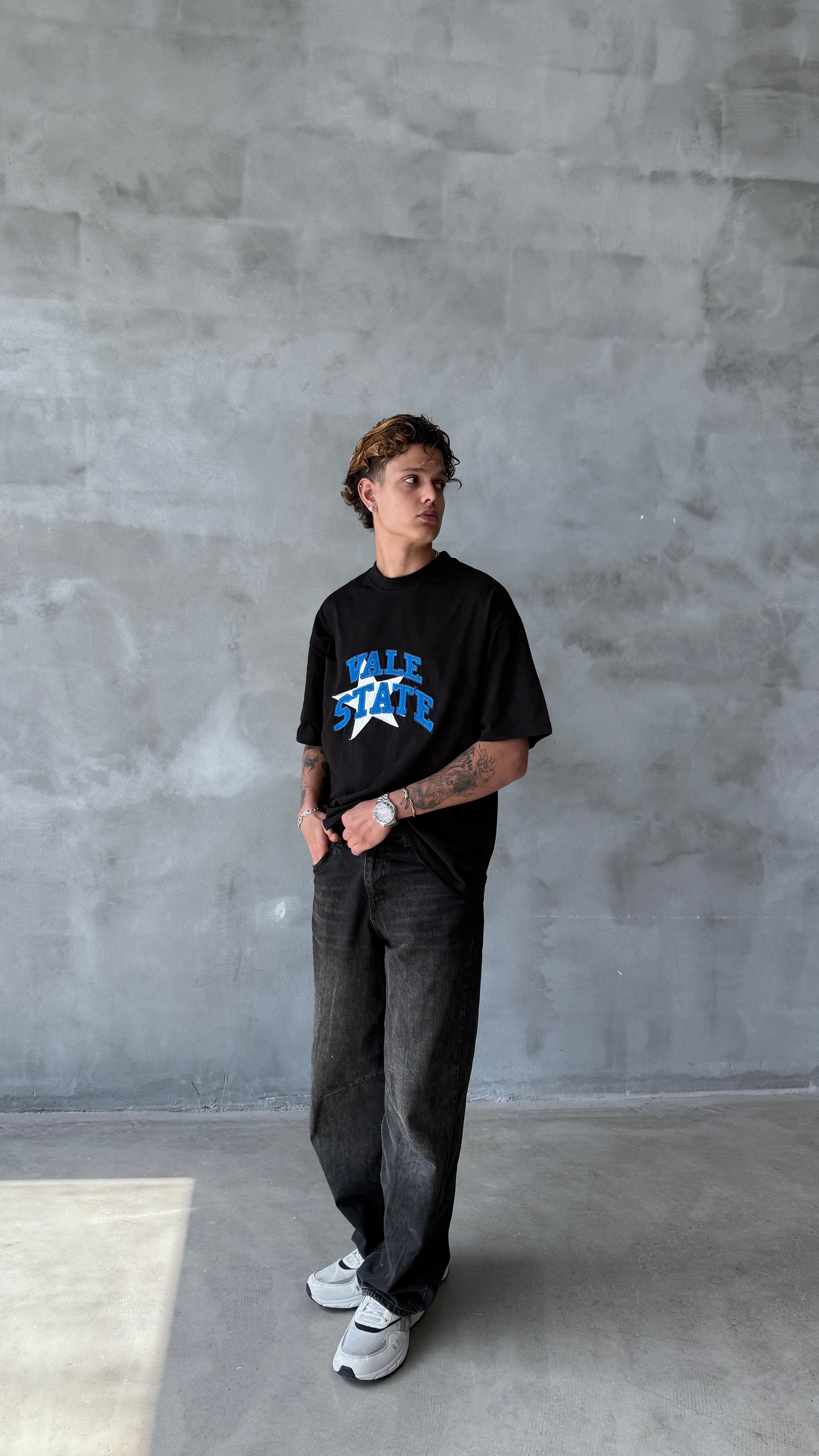 Black Vale Patchwork Oversize Tişört 