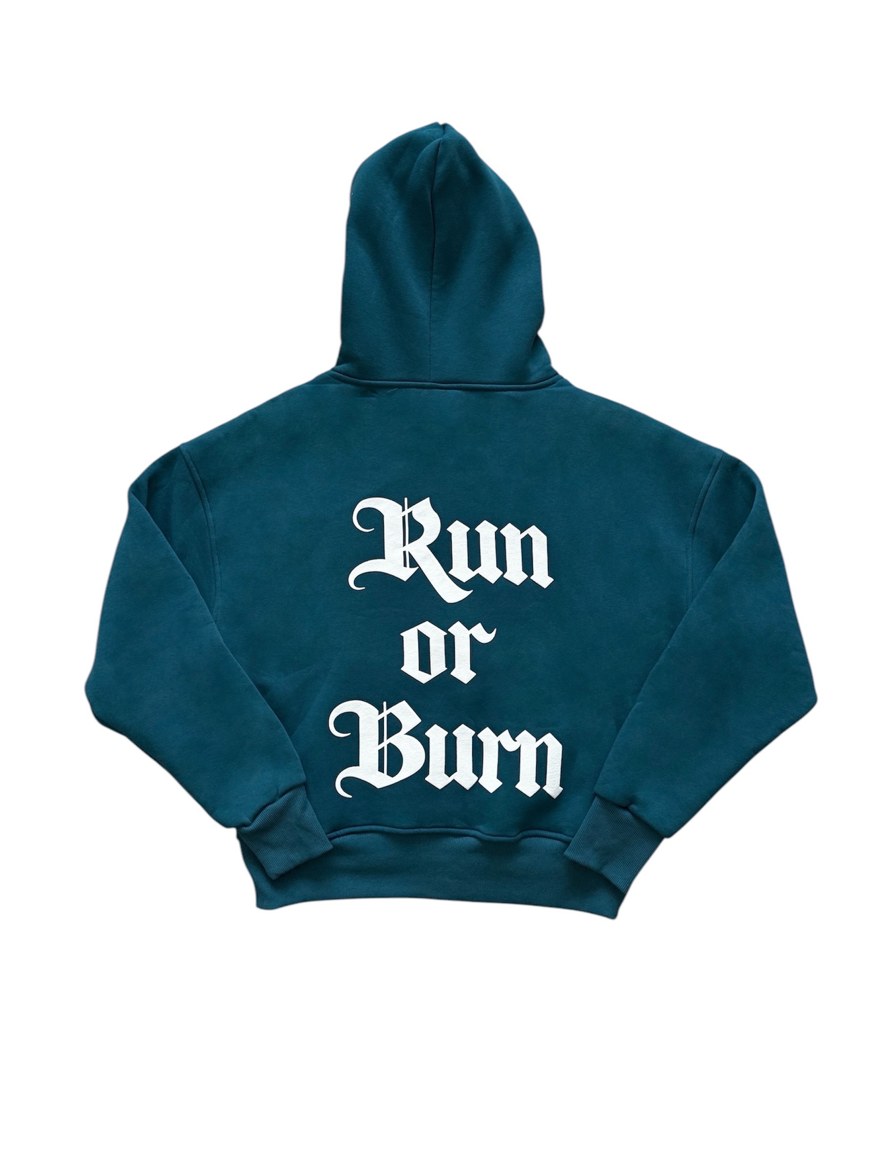 Run Or Burn Petrol Yeşili Oversize Zipper Hoodie