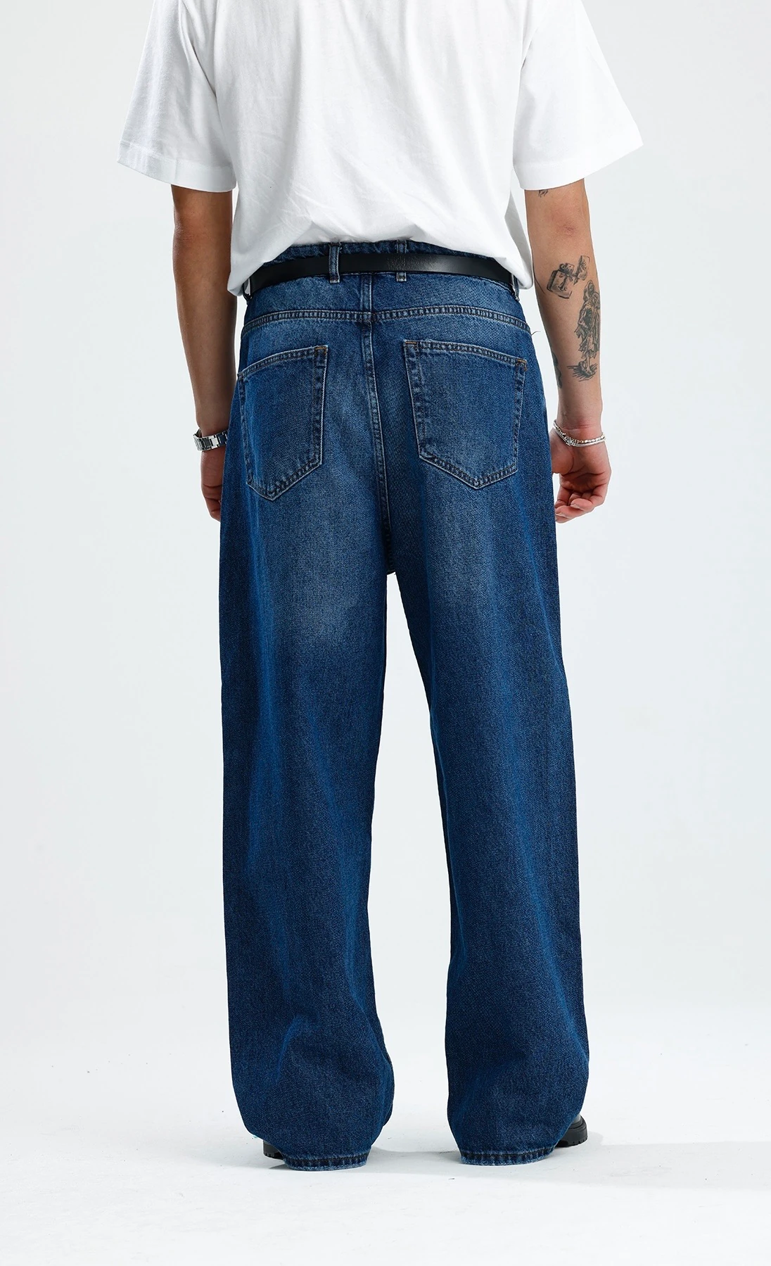 Lacivert Yıkamalı Premium Baggy Jean 