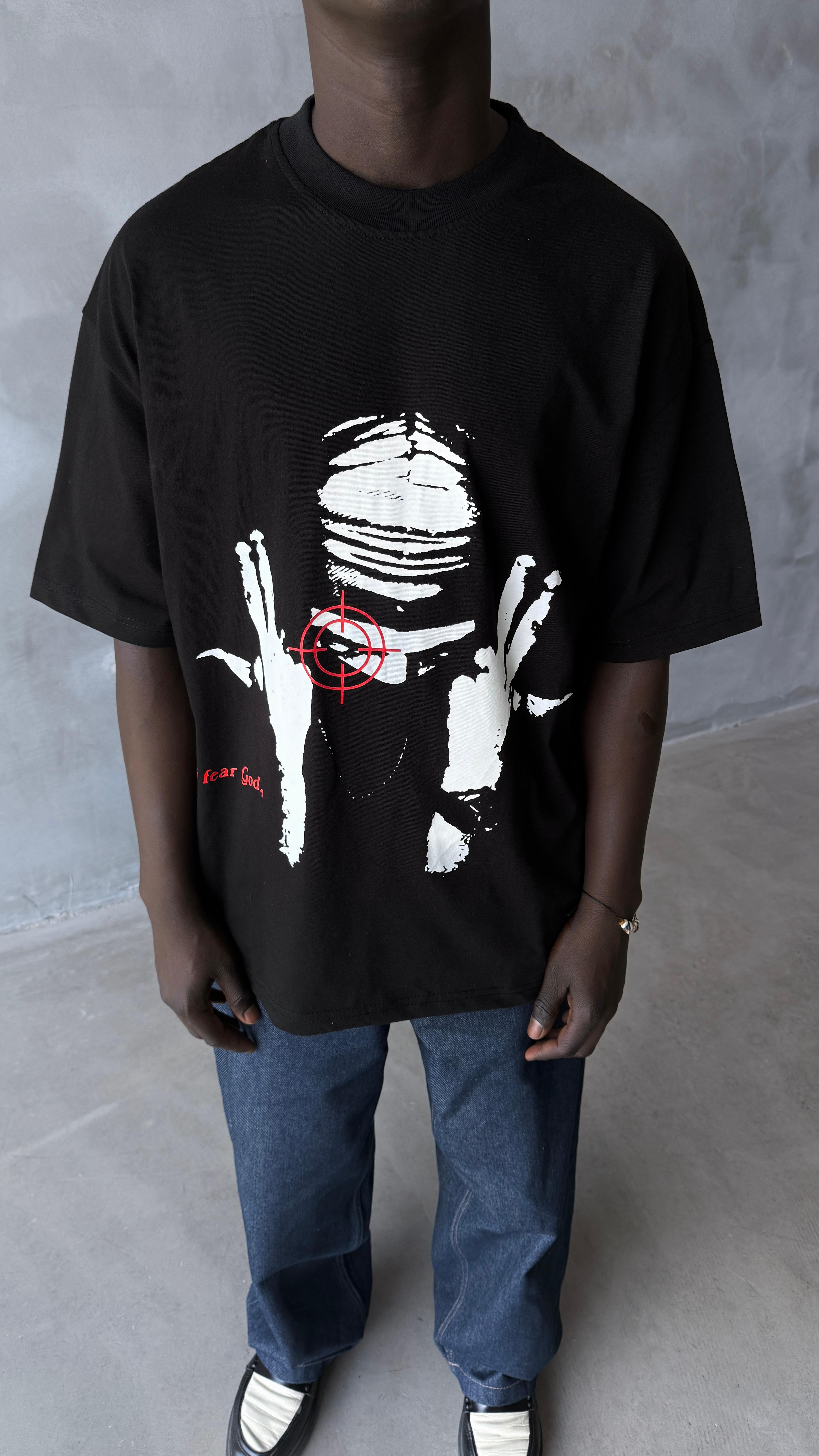 Siyah Fear God Boxy Fit Oversize Tişört 