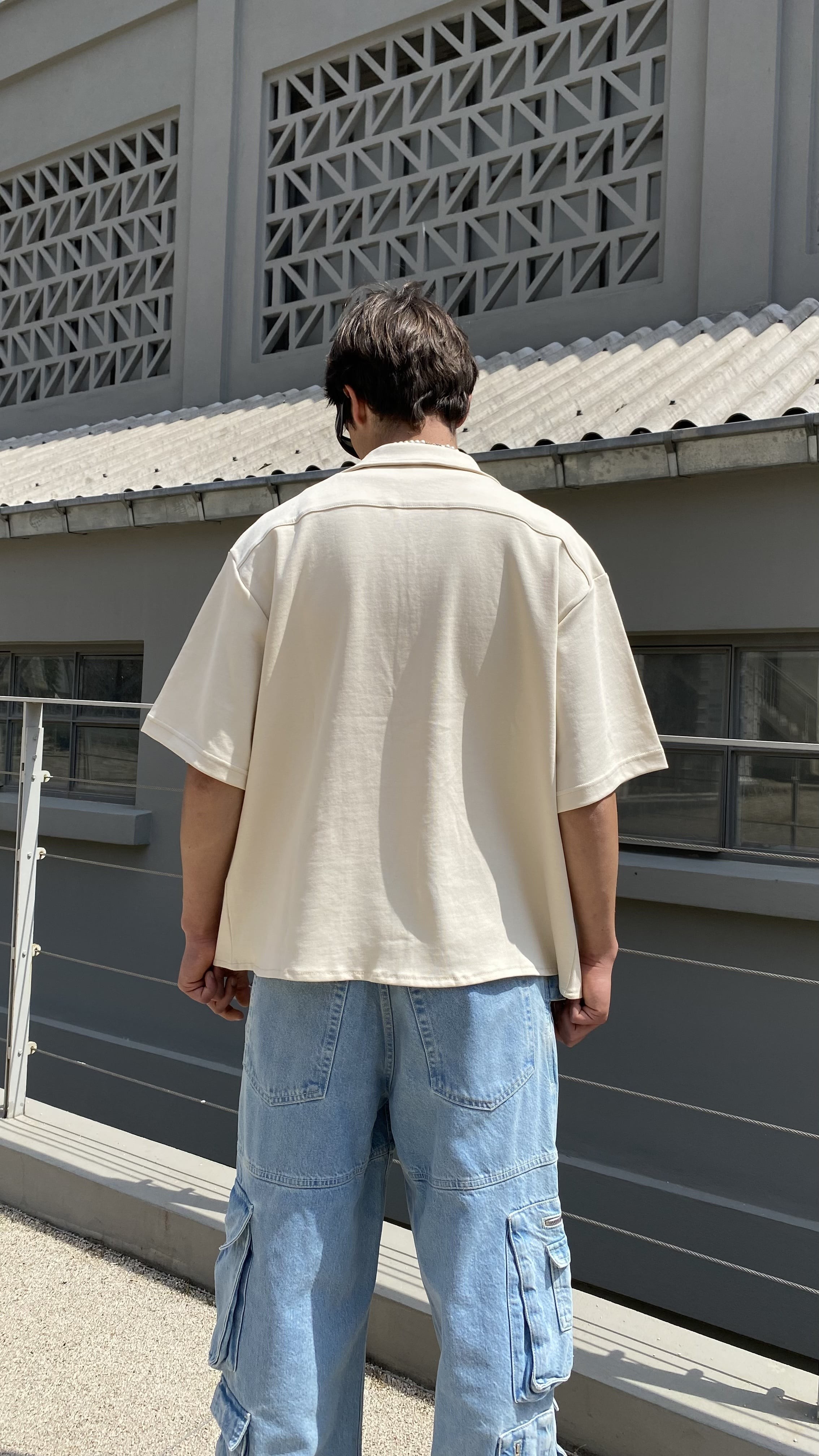 Krem Premium Oversize Gömlek 