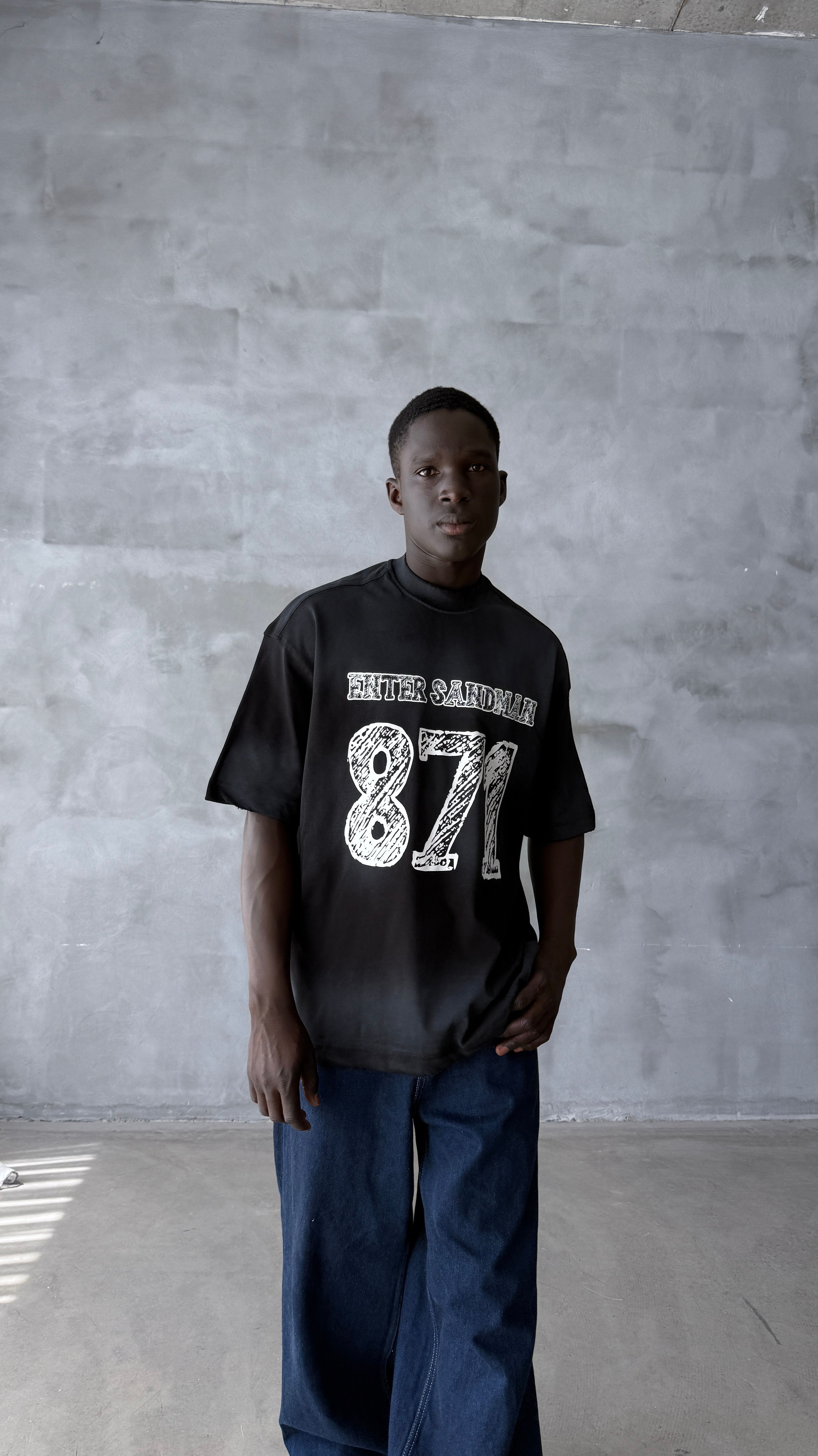 Siyah Yıkamalı 871 Oversize Tişört 