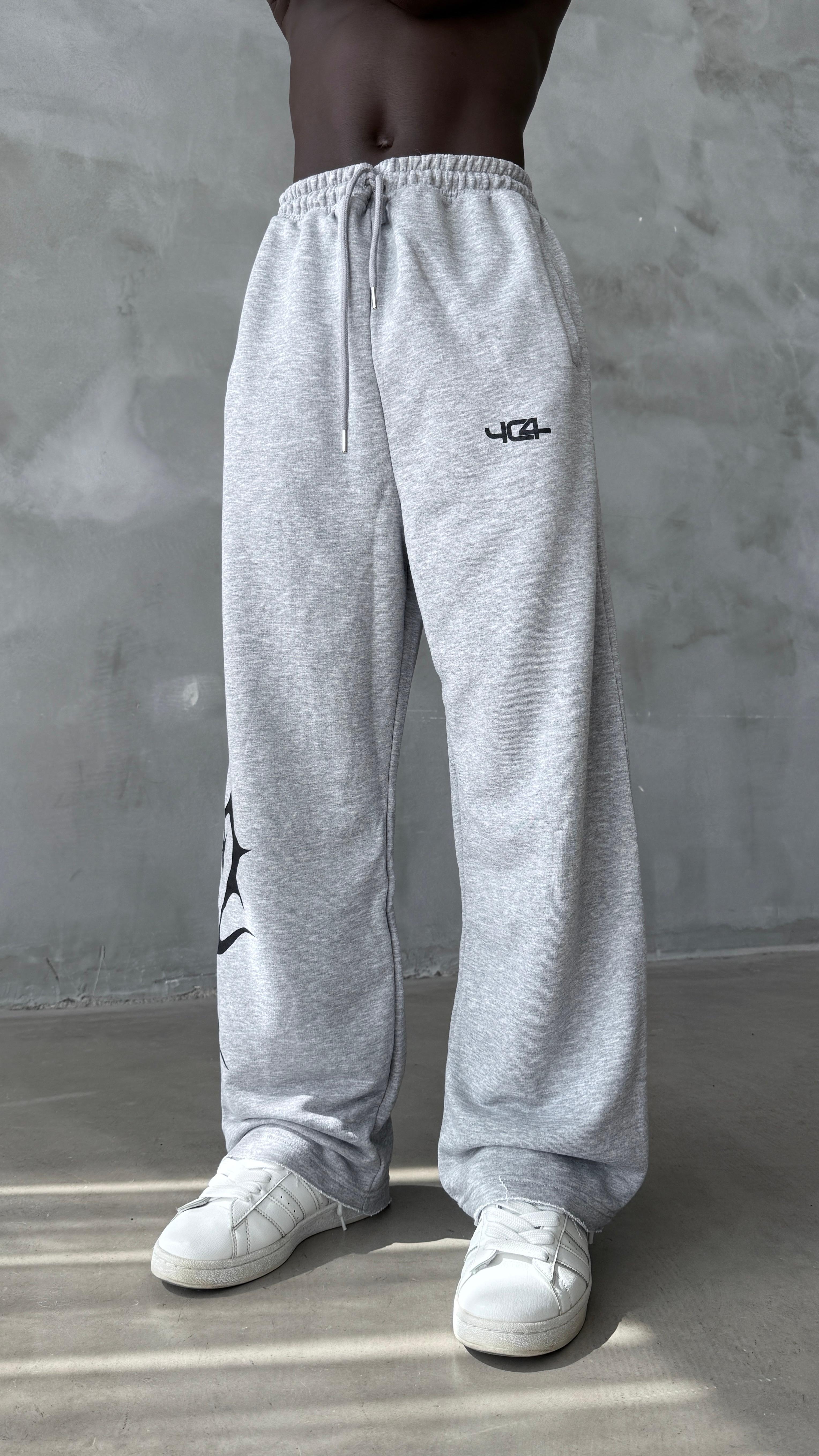Gri Mevsimlik Tribal Baskılı Baggy Eşofman