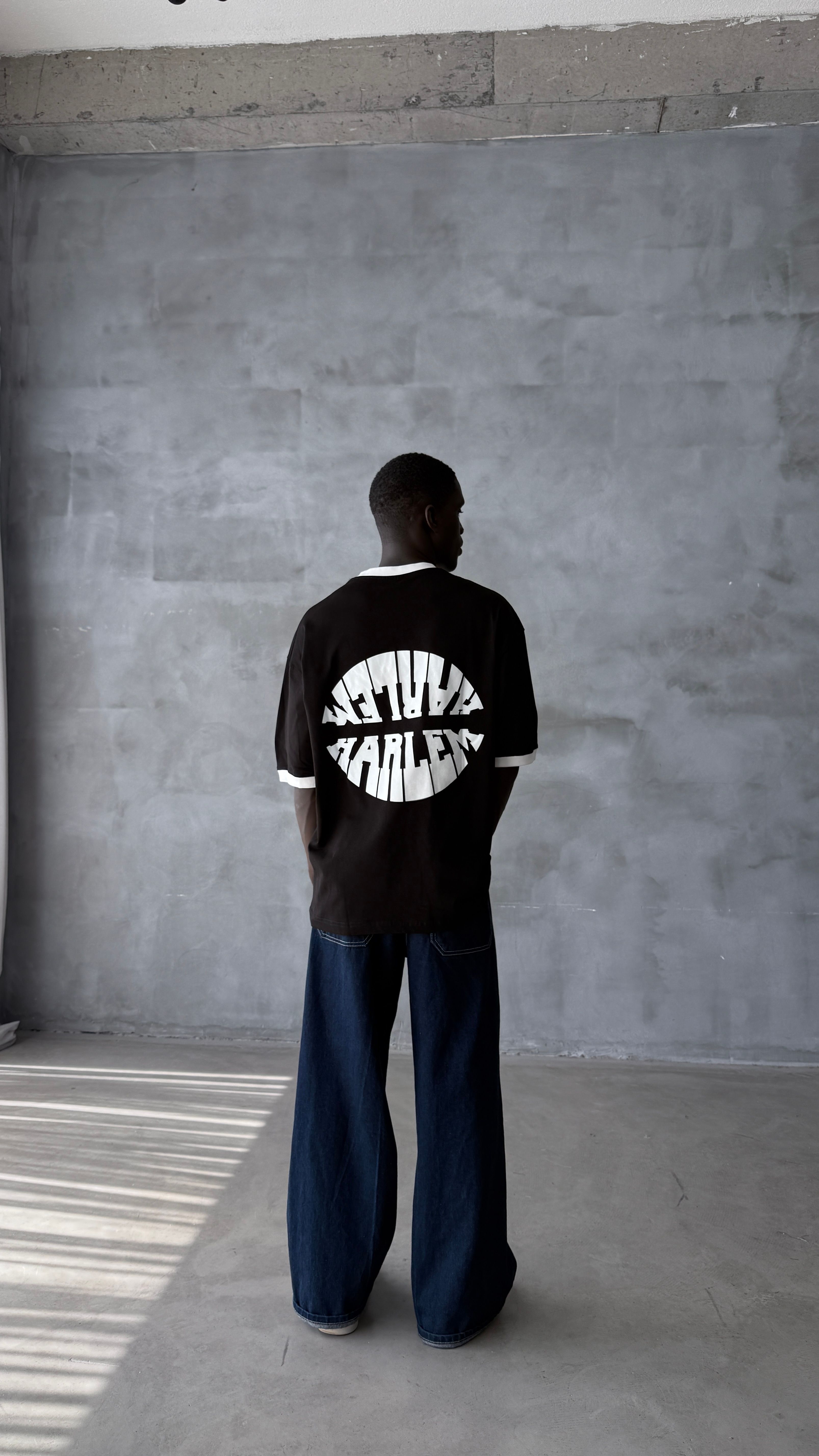 Siyah Harlem Oversize Tişört 