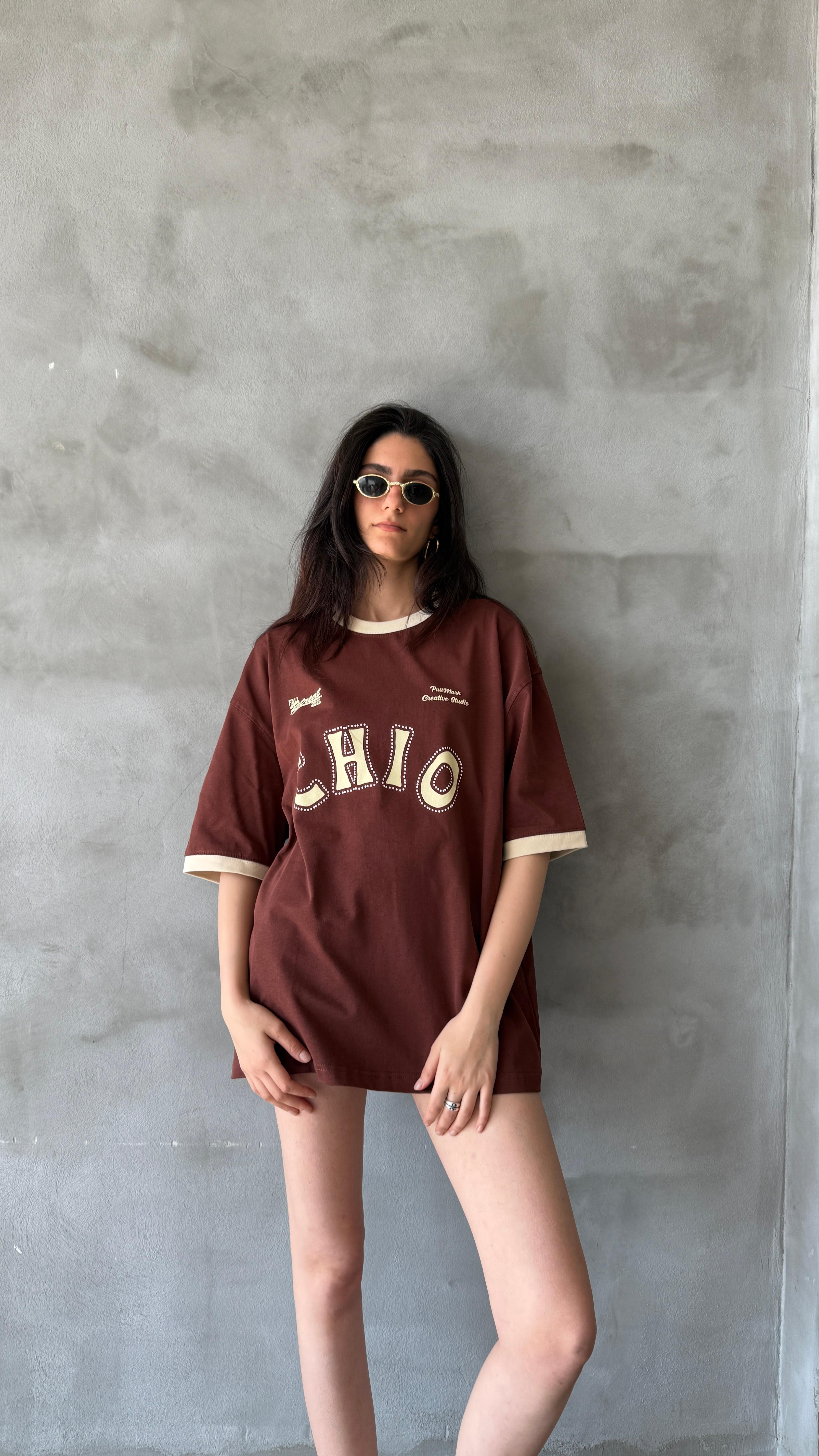 Kahve Chio Oversize Tişört