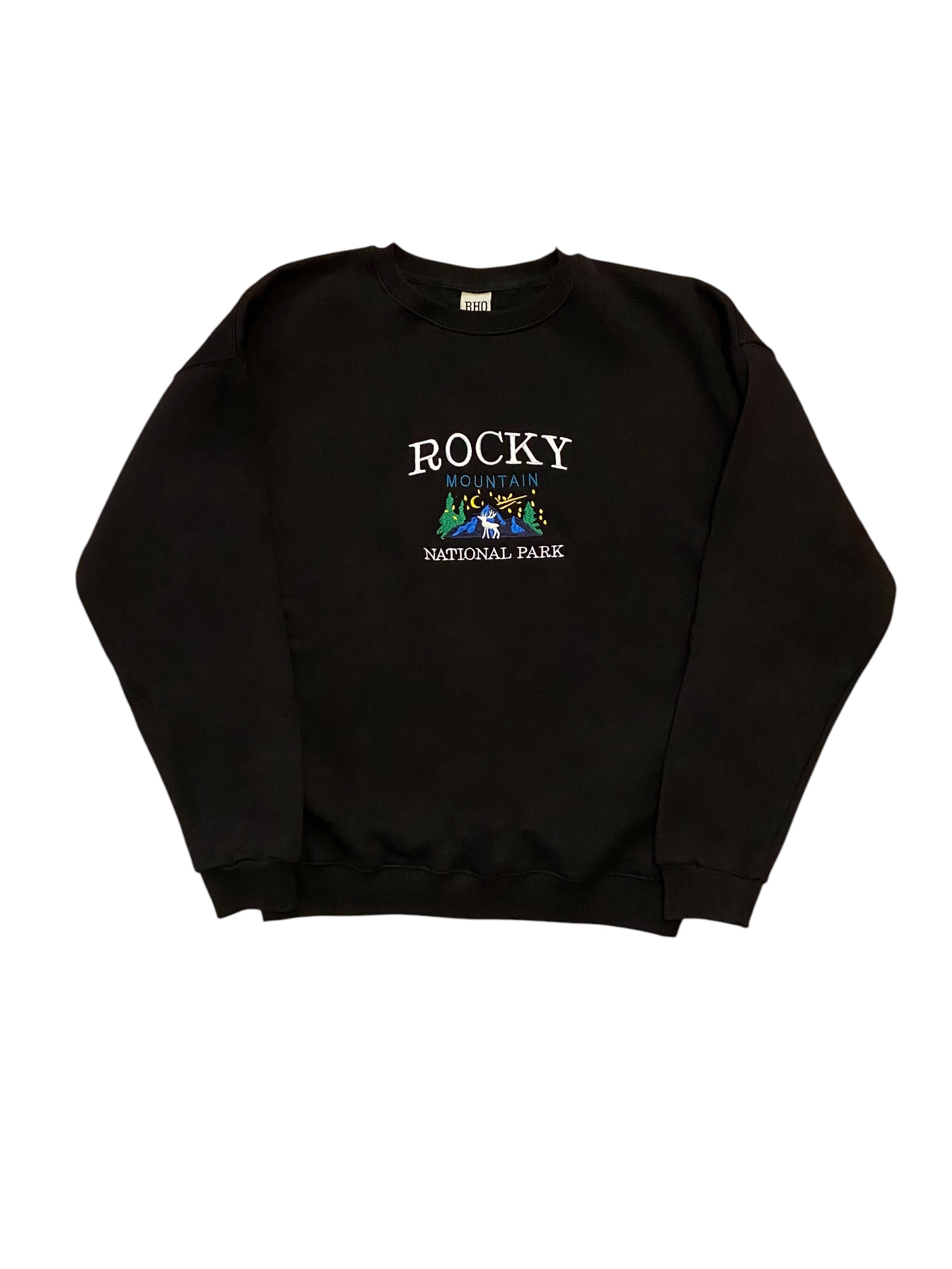 Siyah Rocky Nakış İşlemeli Oversize Sweatshirt 