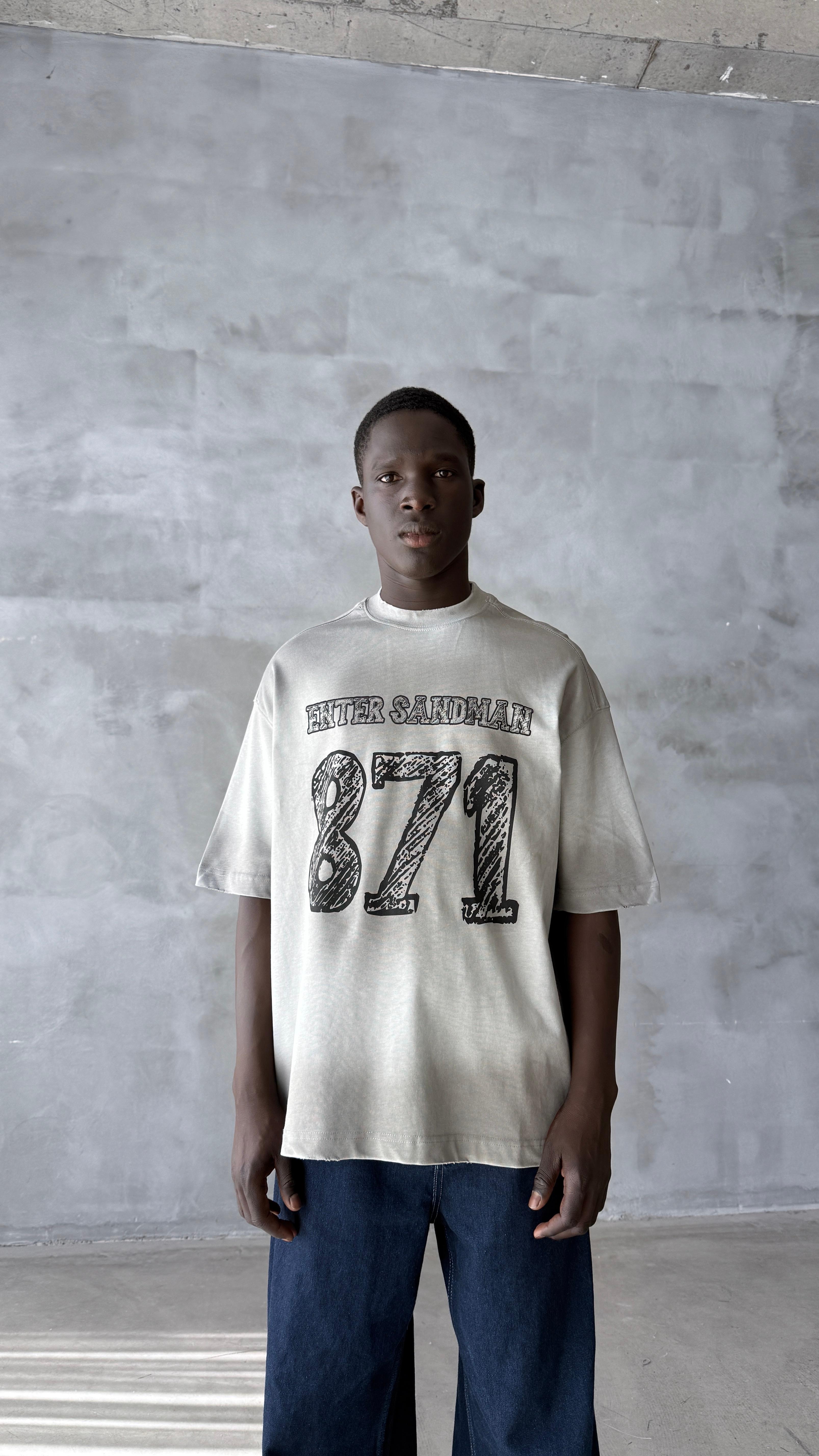 Koyu Gri Yıkamalı 871 Oversize Tişört 