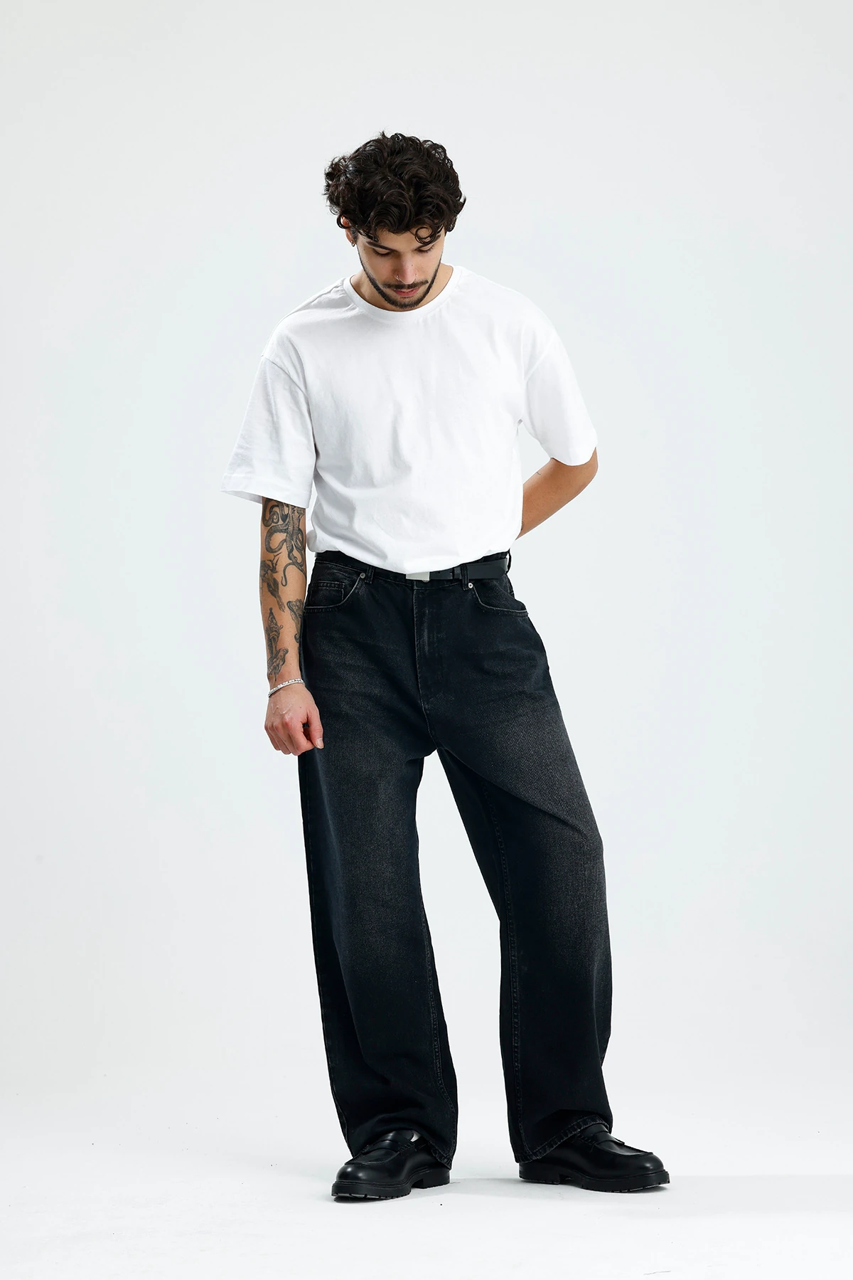 Antrasit Kar Yıkamalı Premium Baggy Jean