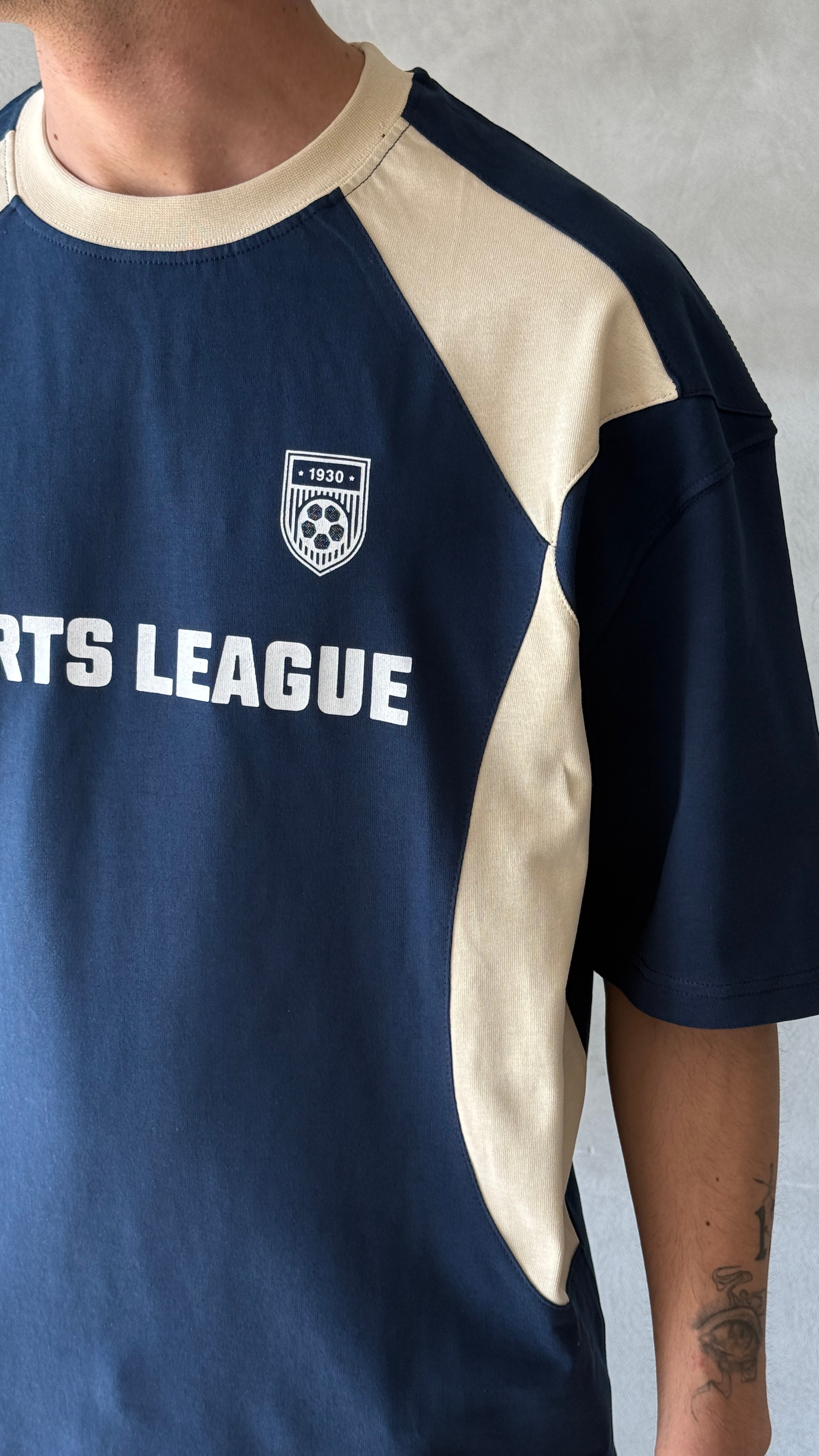 Lacivert Sports League Oversize Tişört 