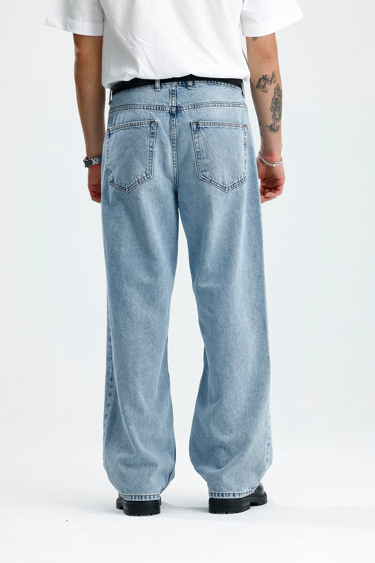 Buz Mavisi Yıkamalı Premium Baggy Jean