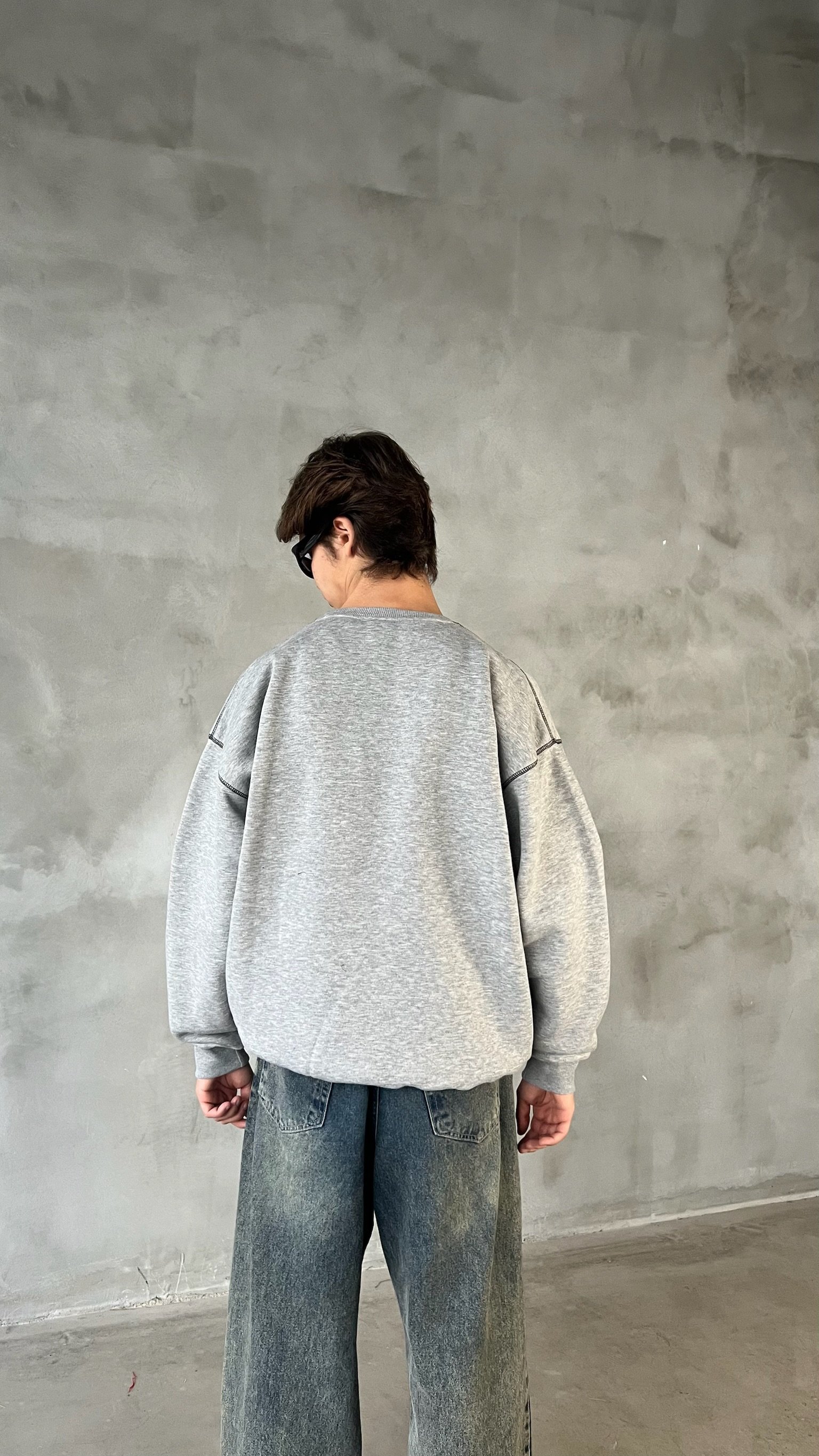 Gri Product Ters Dikiş Detay Oversize Sweatshirt 