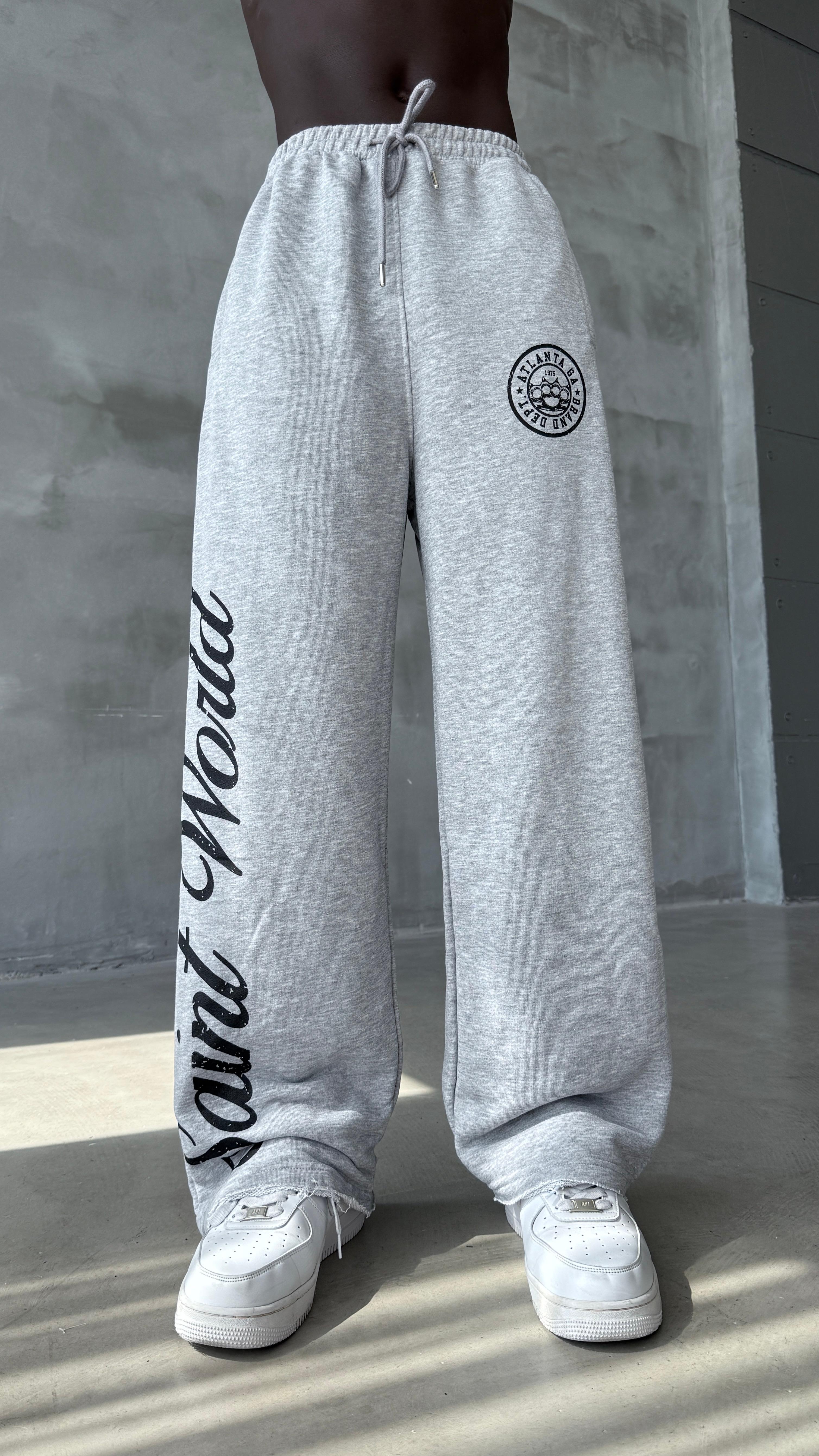 Gri Saint World Basklı Baggy Eşofman 