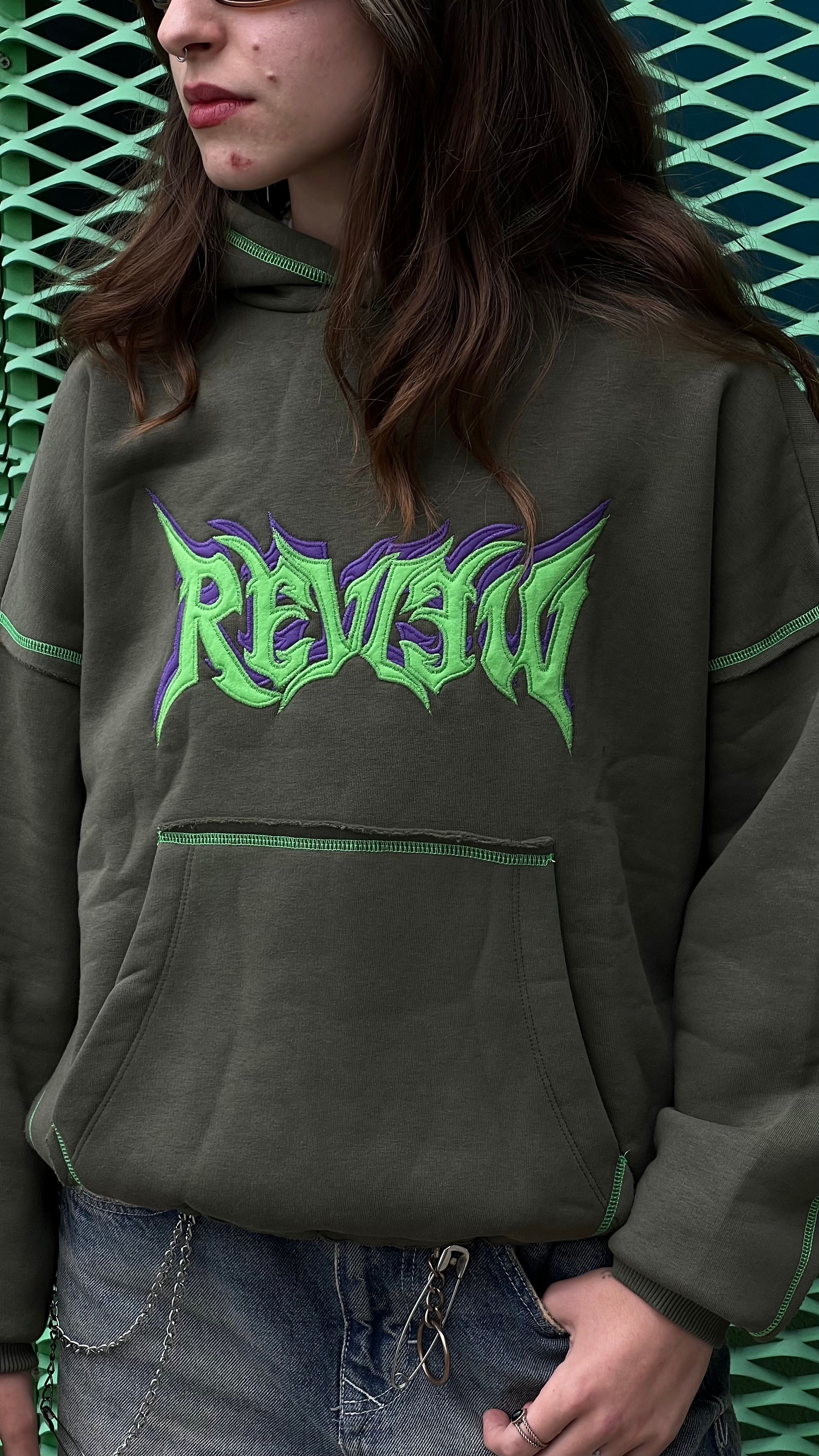 RW Haki Karyoka Detay Nakış İşlemeli Premium Oversize Hoodie