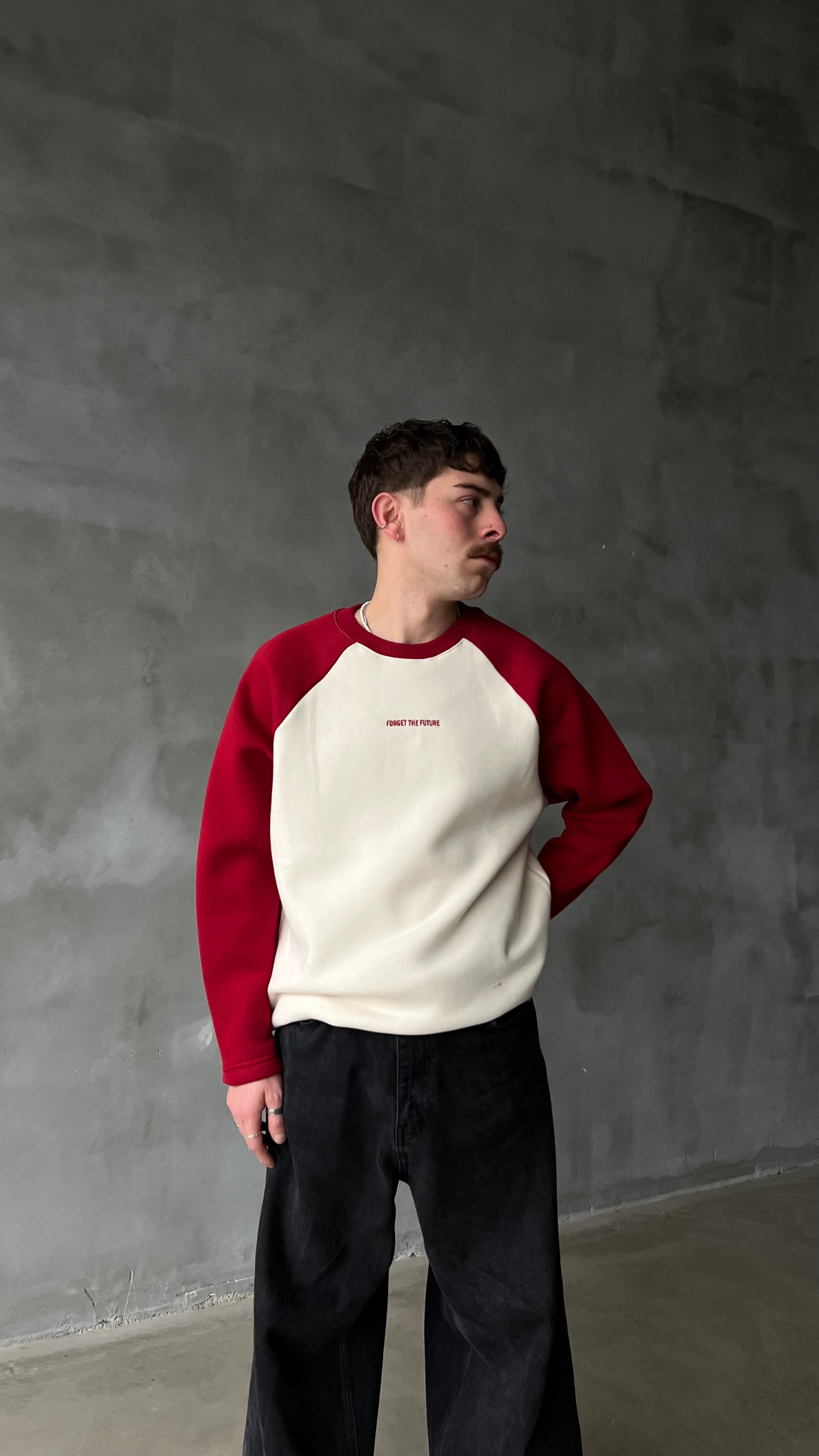 Kırmızı Reglan Kol Oversize Sweatshirt 