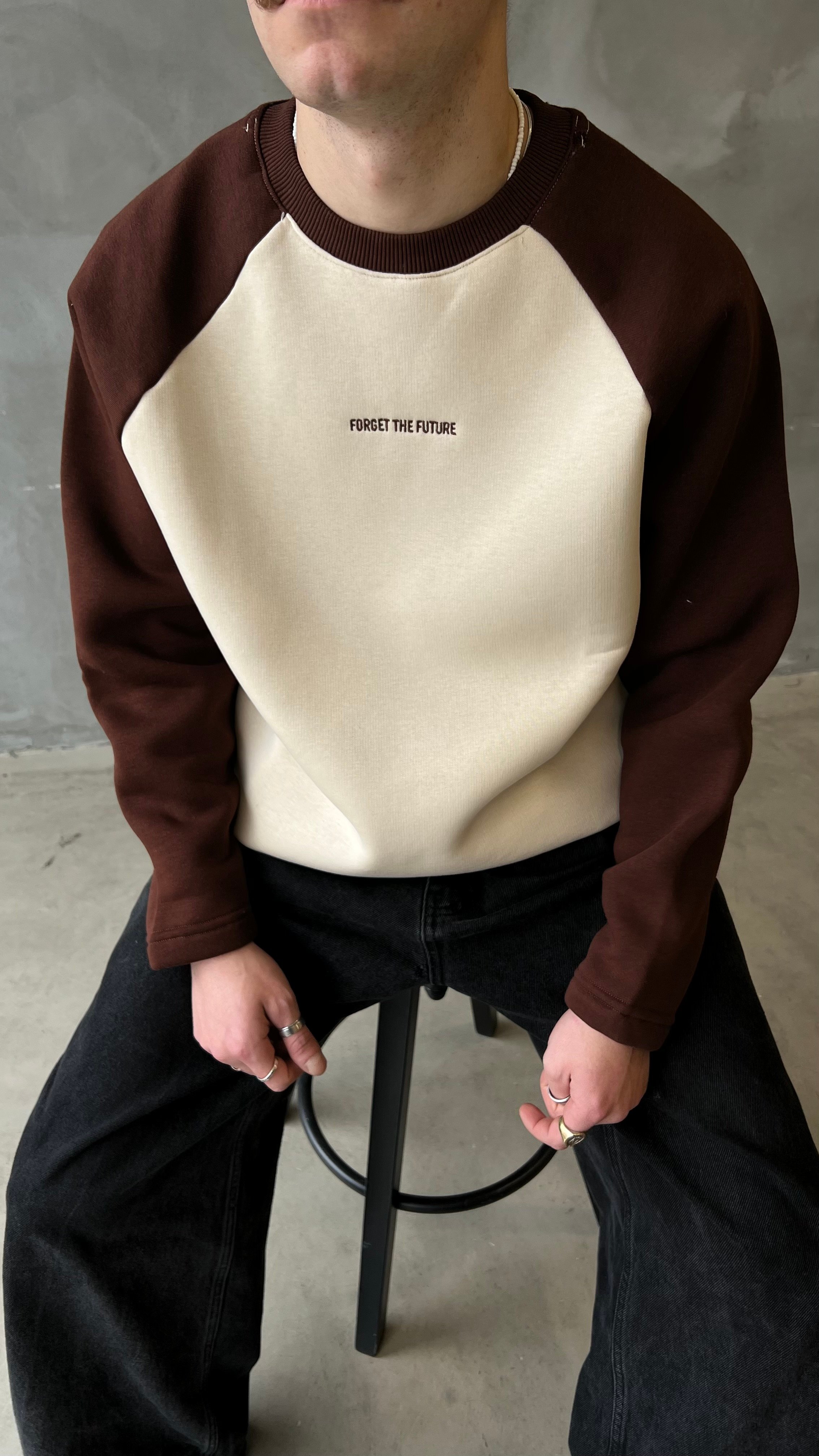 Kahve Reglan Kol Oversize Sweatshirt 